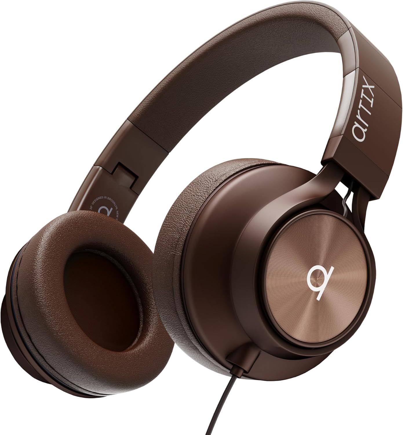 Displays the core product with clean catalog presentation to show the headphones design, build quality, and premium brown aesthetic.