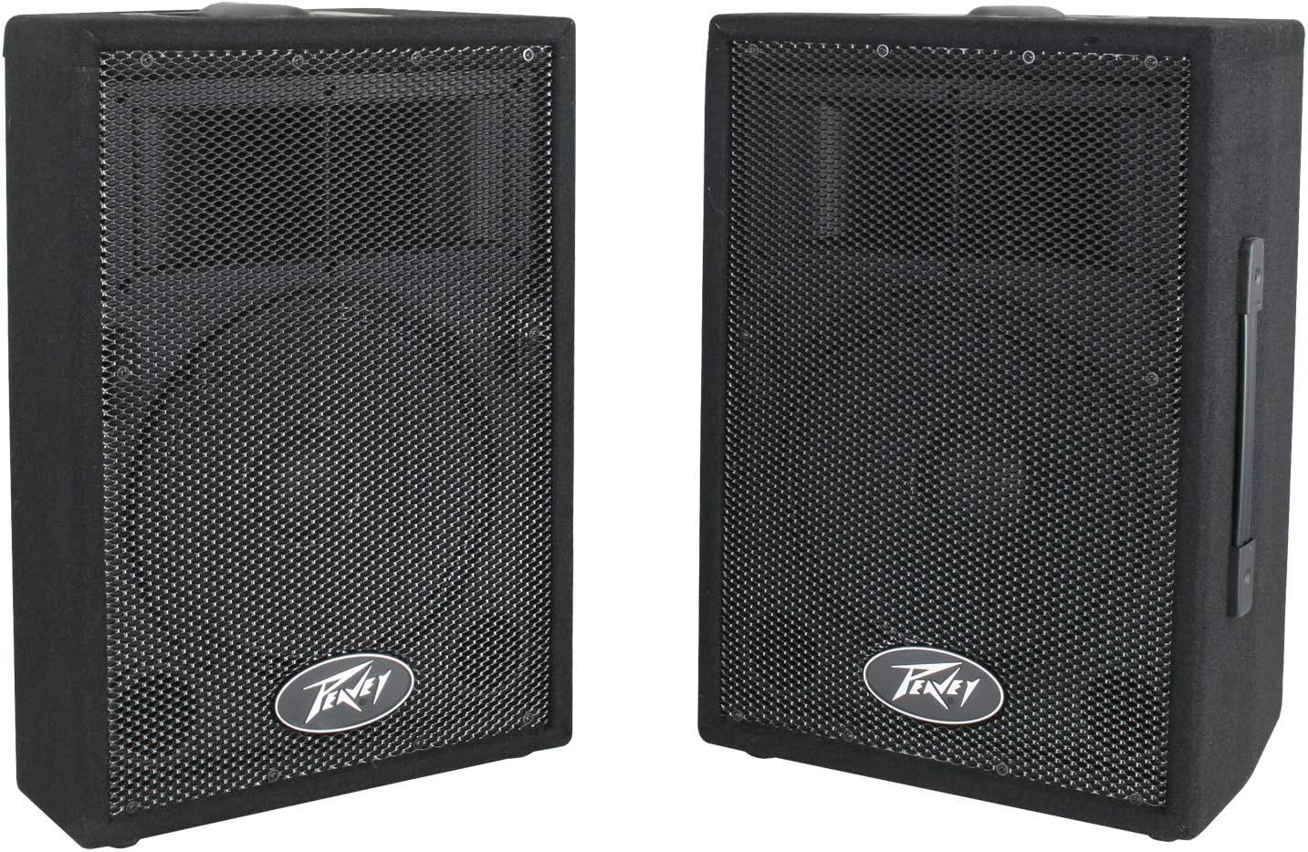 Shows the core product as a pair of professional audio speakers with mesh grilles and Peavey branding, allowing shoppers to see the physical design and build quality of what they will receive.