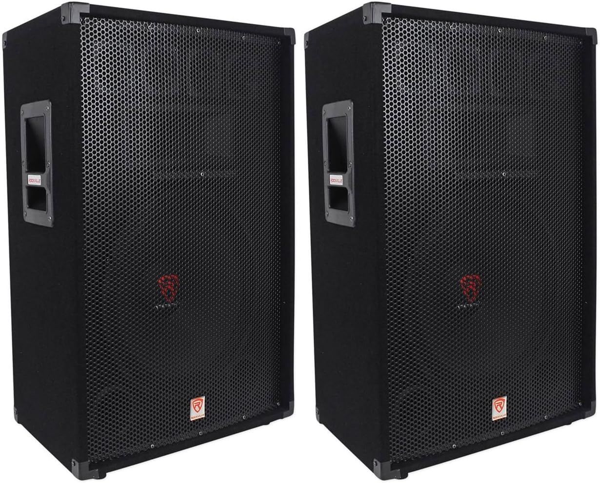 Shows the core product clearly - a pair of professional PA speakers with mesh grilles and side handles, allowing shoppers to see the exact item they will receive.