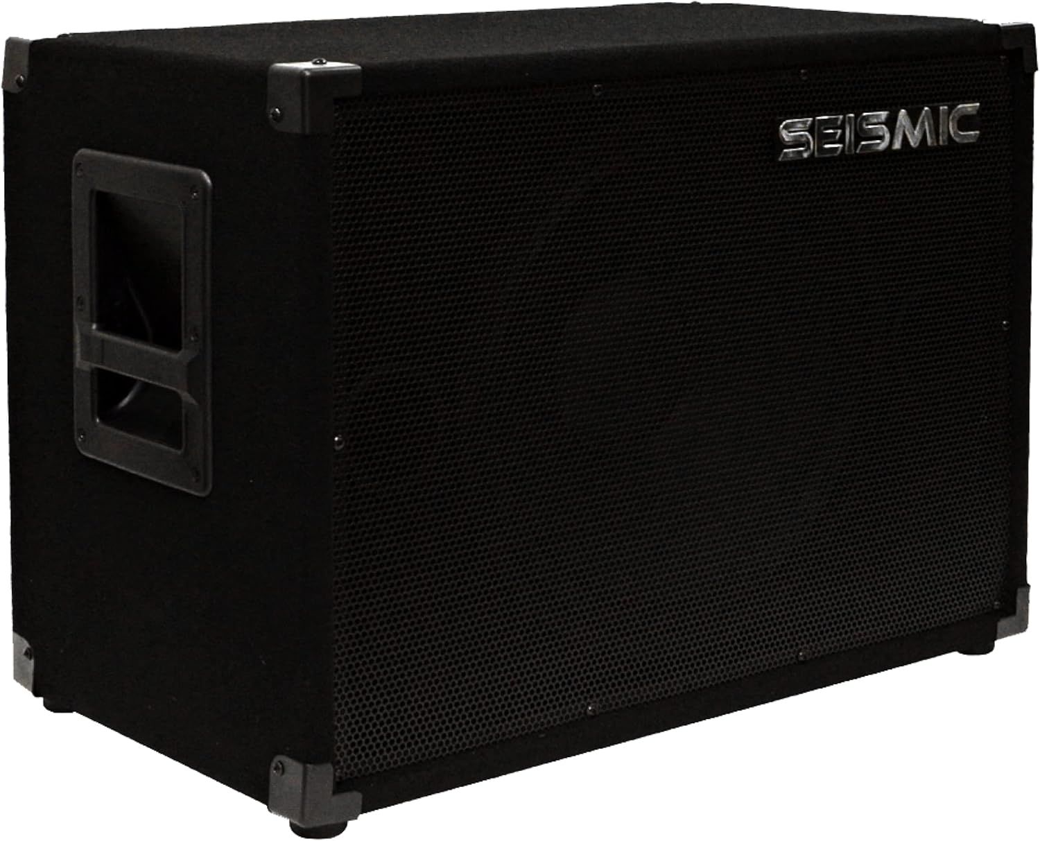 Displays the core product, a Seismic brand speaker cabinet, in a clean catalog-style presentation to show the shopper exactly what they are purchasing.
