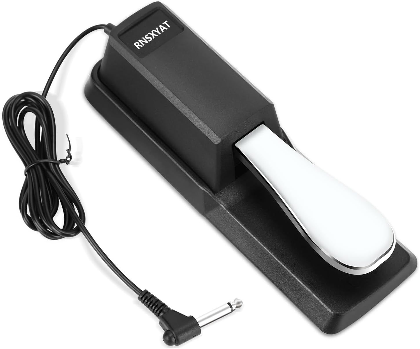 Shows the core product clearly on a white background, allowing shoppers to see the pedal design, brand name, and included cable connection.