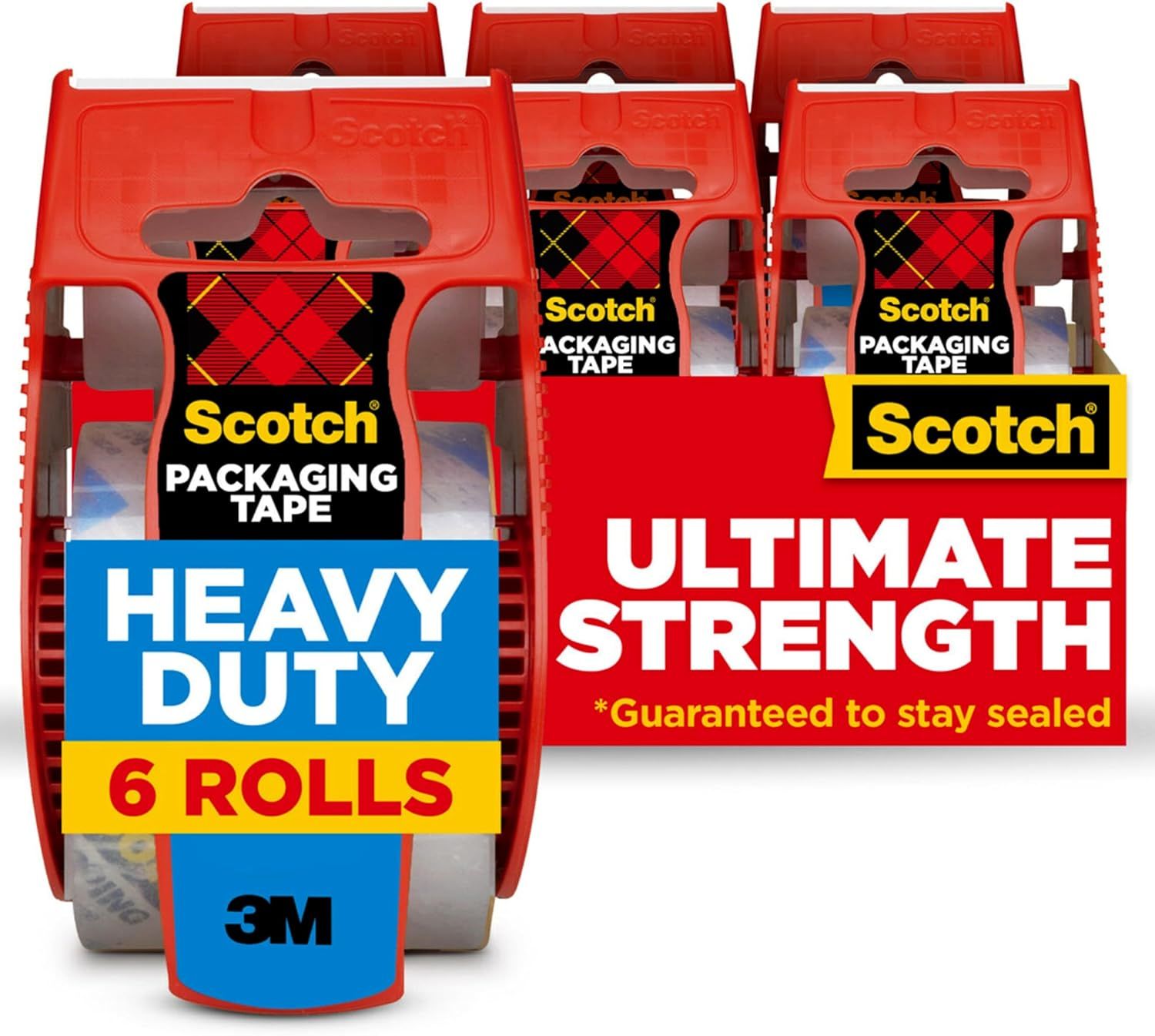 Shows shoppers the different strength options available (Heavy Duty vs Ultimate Strength) so they can choose the tape variant that best fits their packaging needs. Displays the core sellable…