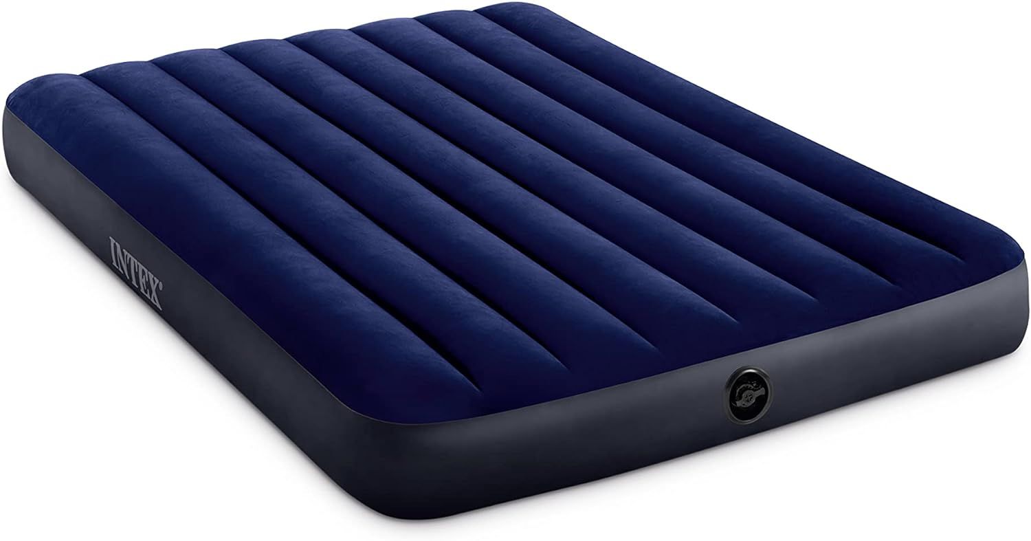 Displays the core product clearly on a white background to show the inflatable air mattress design, color, and key features like the ridged surface and inflation valve.