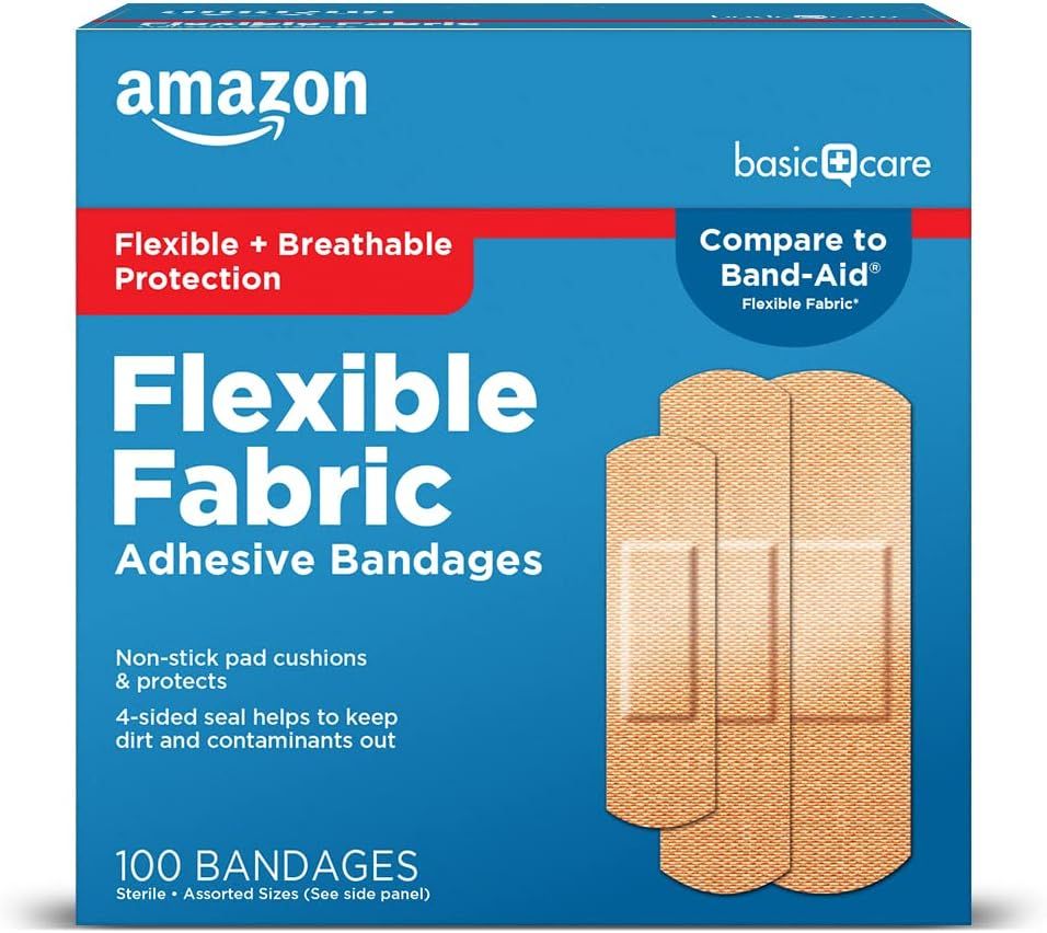 Shows the retail packaging the customer will receive, providing brand recognition and product information at point of purchase. Displays the core product (flexible fabric bandages) prominently on…