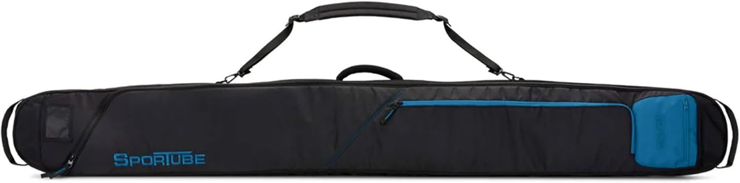 Displays the core product, a long protective sports equipment bag with carrying handle and shoulder strap, to show shoppers what they will receive.