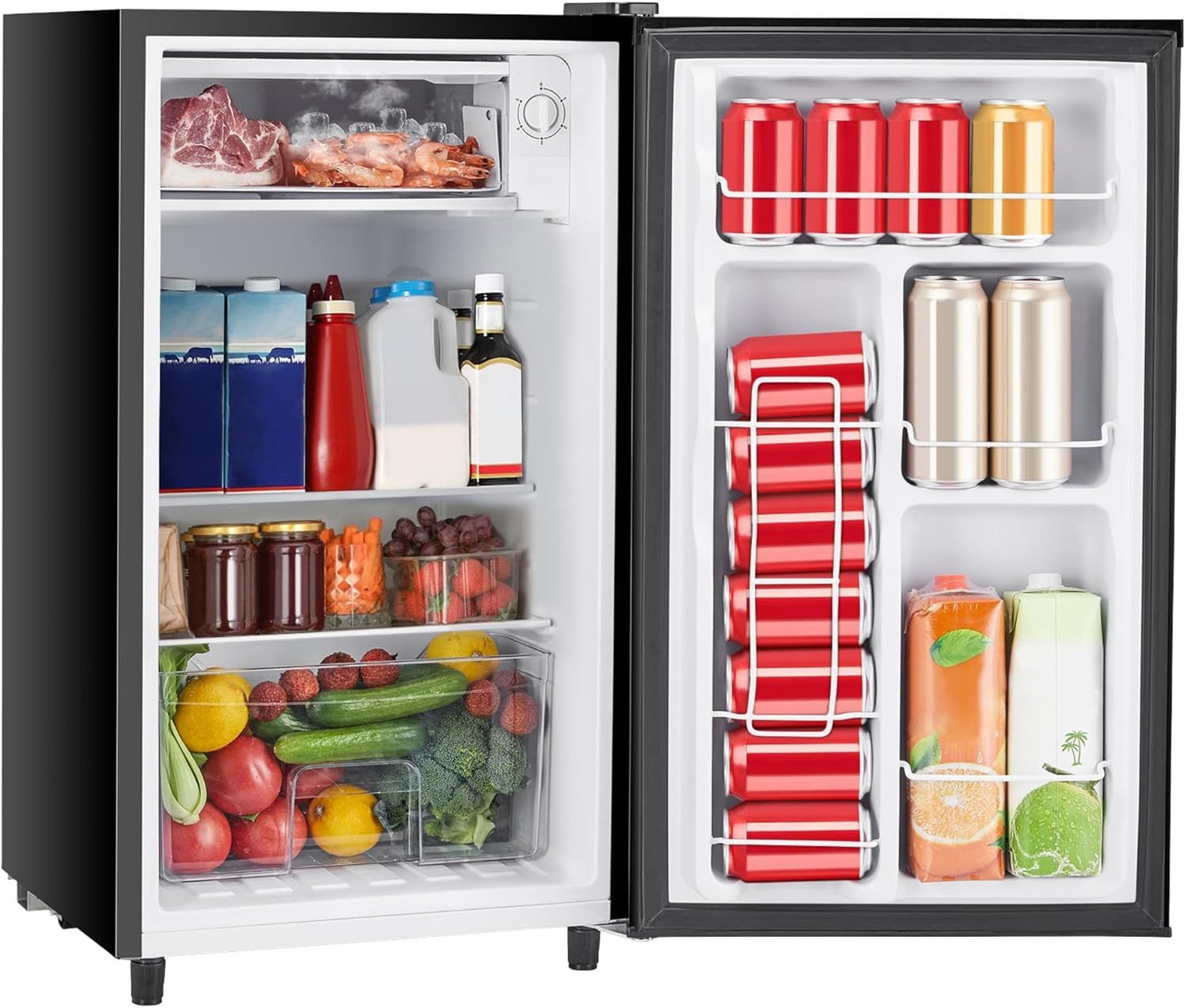 Shows the refrigerator fully stocked with food and beverages to demonstrate its storage capacity, organization features, and practical everyday use for shoppers. Demonstrates how the refrigerator…