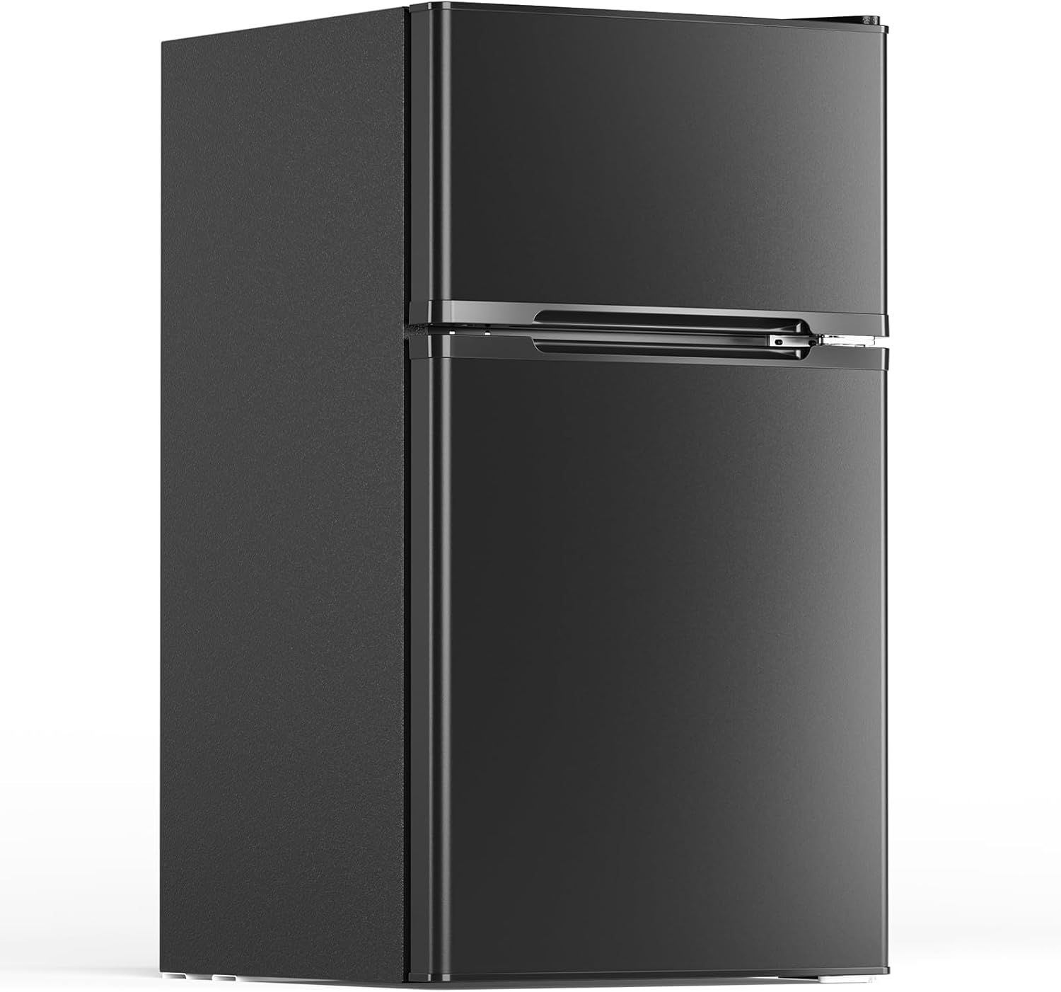 Displays the core product clearly to show shoppers the refrigerator's clean design, compact size, and two-door configuration for easy identification.