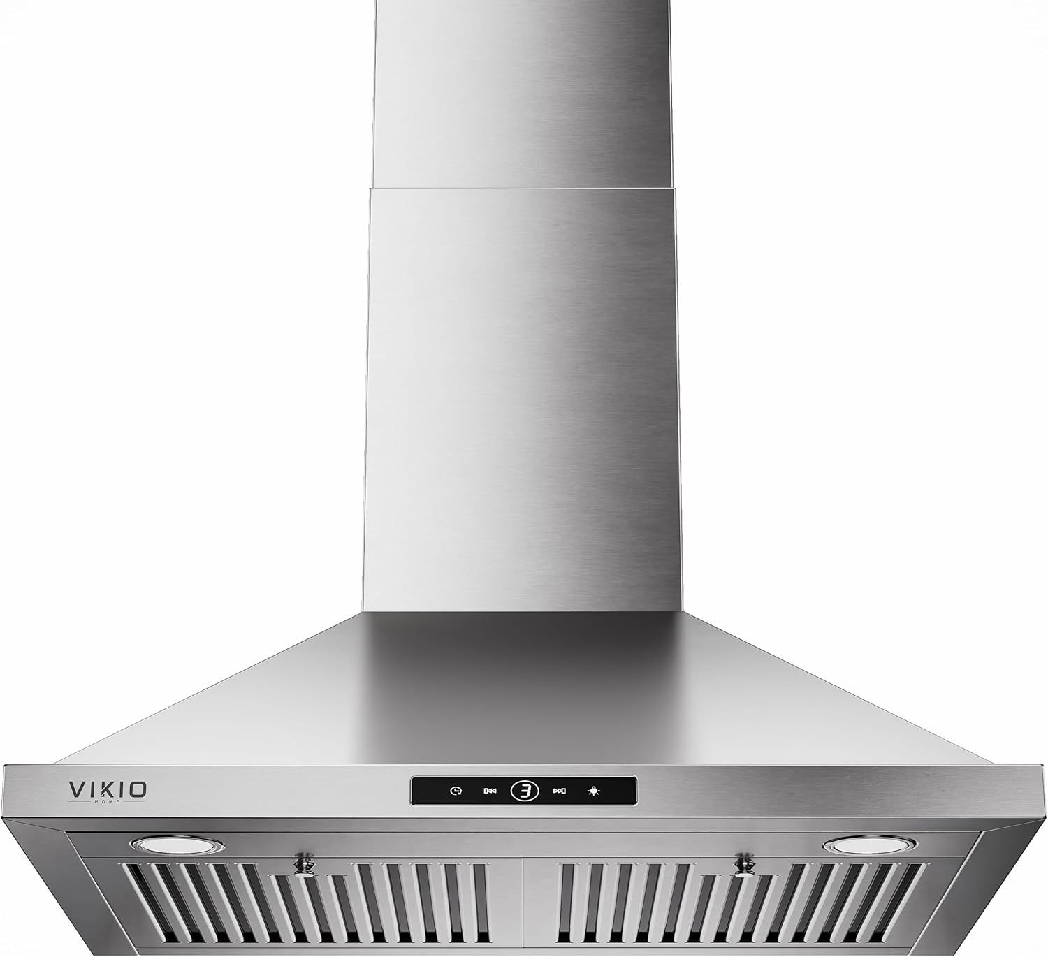 Displays the core product clearly on a white background to show the design, finish, and control panel of the kitchen range hood.