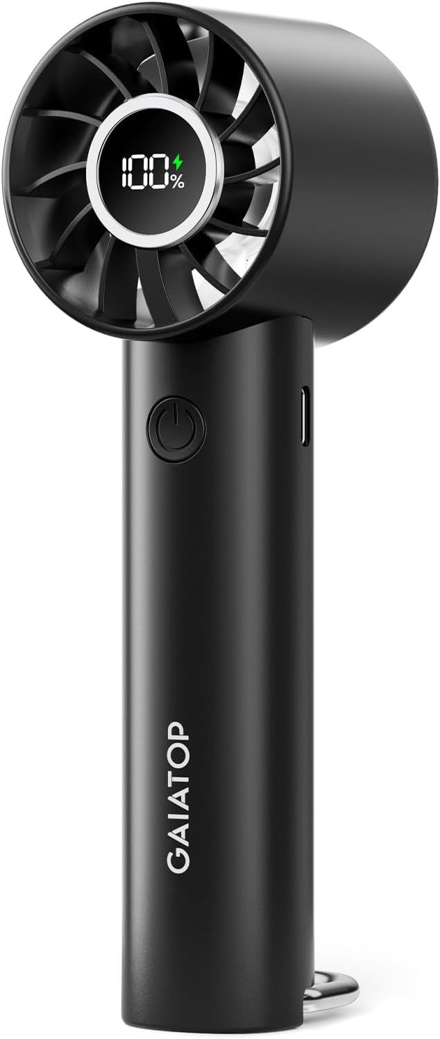 Shows the core product clearly on a white background, highlighting its sleek design, digital battery indicator showing 100% charge, and portable handheld form factor to communicate convenience and…