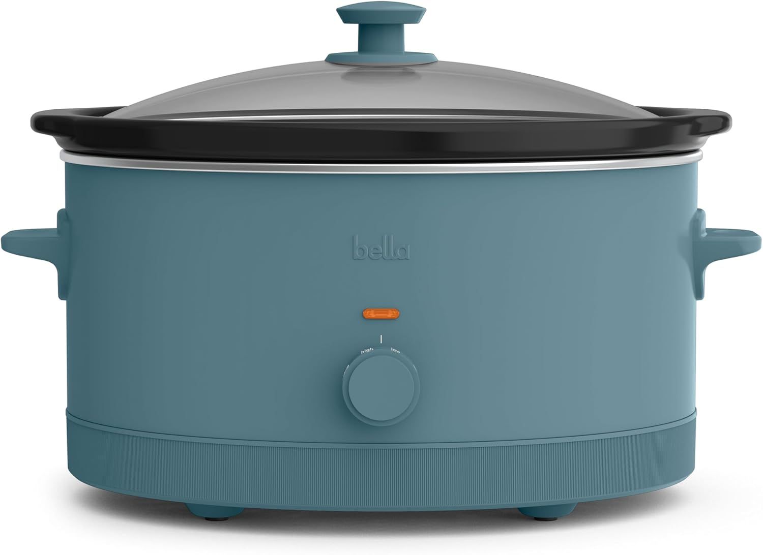 Displays the core product clearly on a white background to show the slow cooker's attractive teal color, glass lid, control dial, and overall design to help shoppers evaluate the product's…
