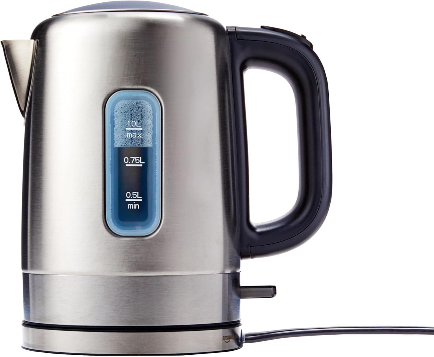 Displays the electric kettle clearly on a white background to show its design, premium stainless steel finish, and visible water level gauge, helping shoppers understand what they will receive.