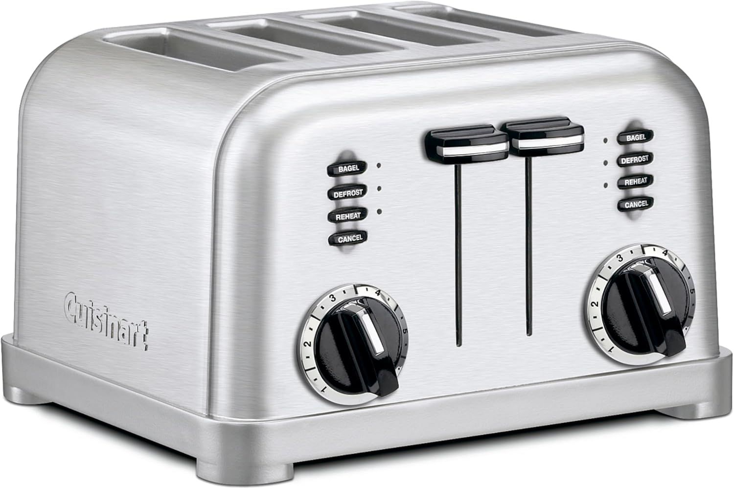 Displays the core product clearly on a white background to show the toaster's design, capacity, controls, and premium stainless steel construction.