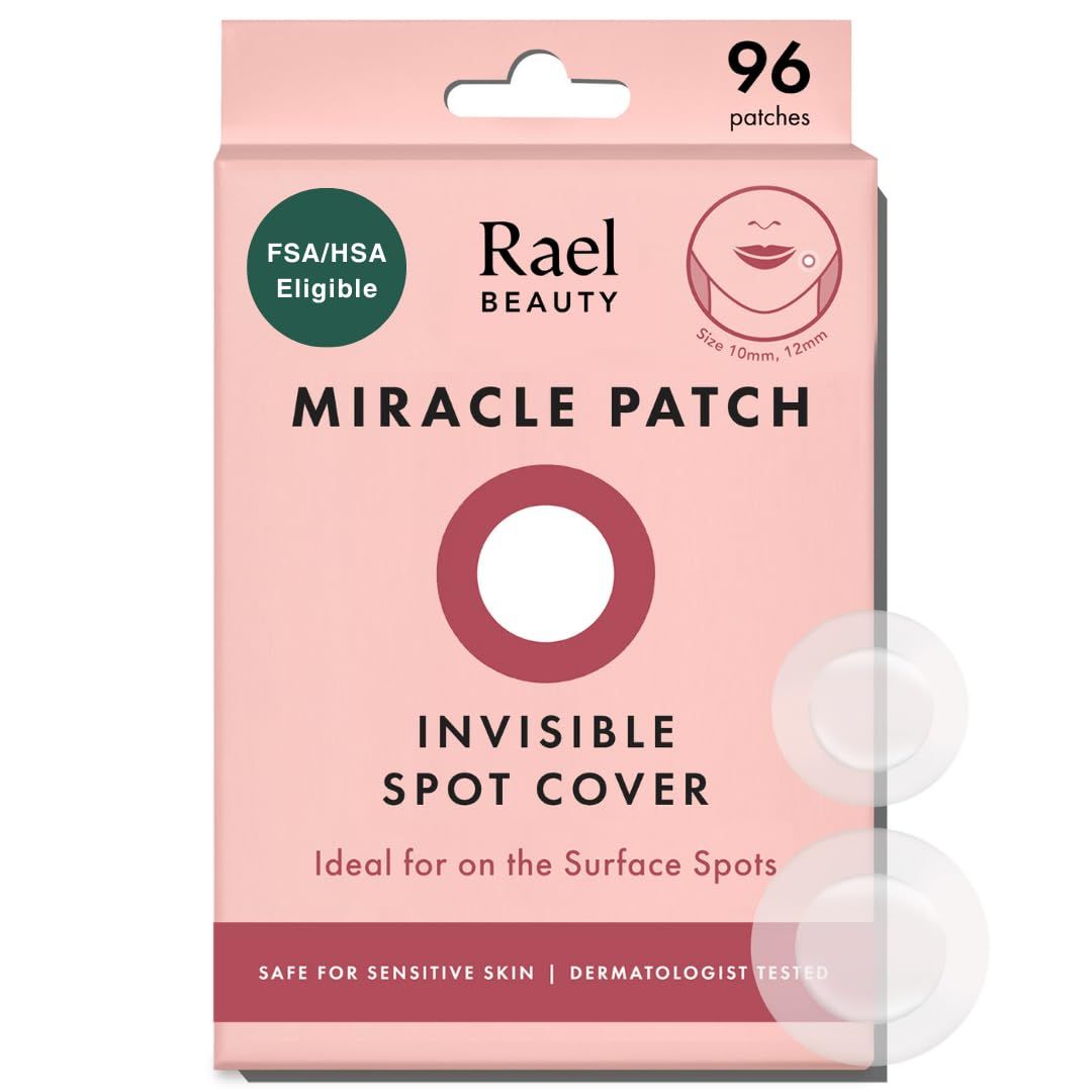Shows the retail packaging to communicate the product name, quantity, key benefits like invisible spot cover and sensitive skin safety, and FSA/HSA eligibility to help shoppers make an informed…