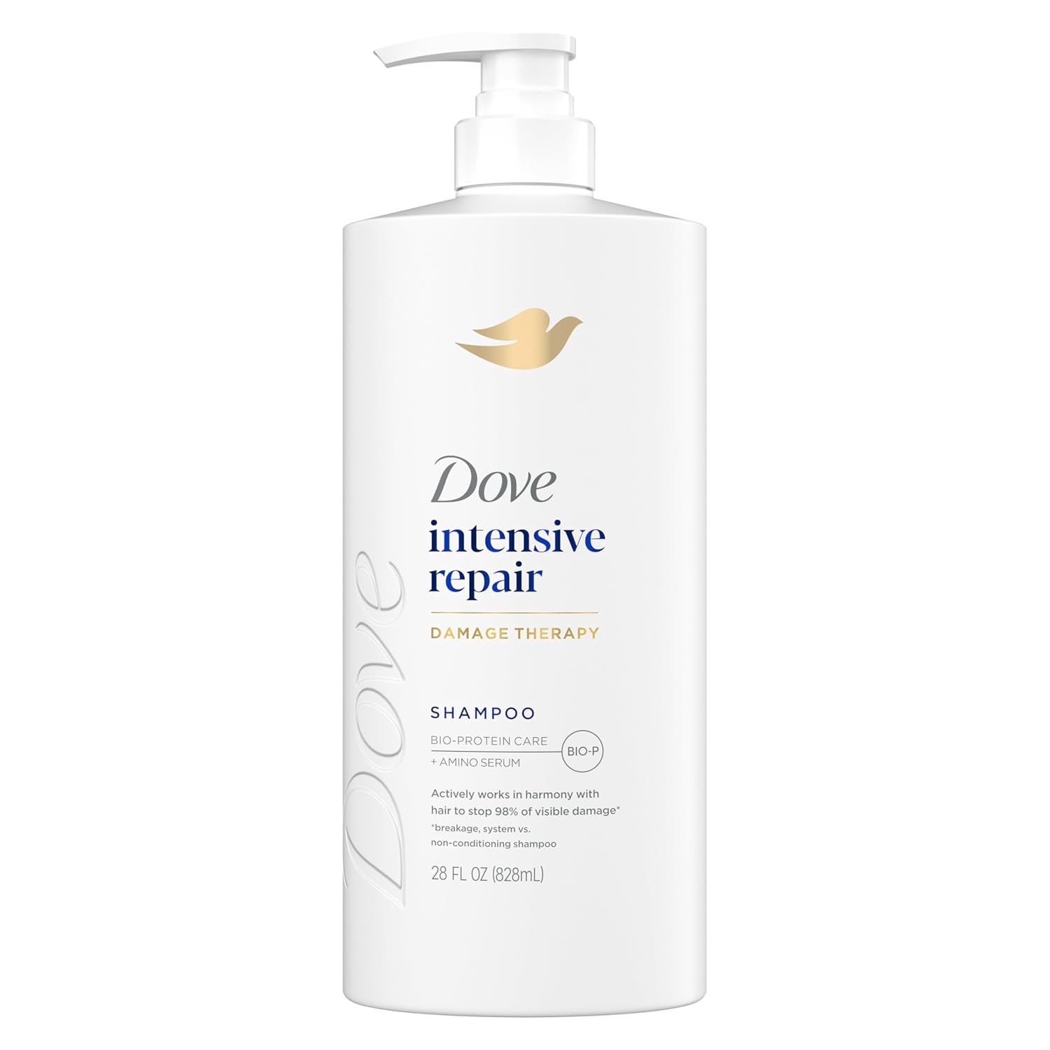 Displays the core product clearly on a white background to show the shampoo bottle, pump dispenser, branding, and key product benefits for easy identification and purchase decision.