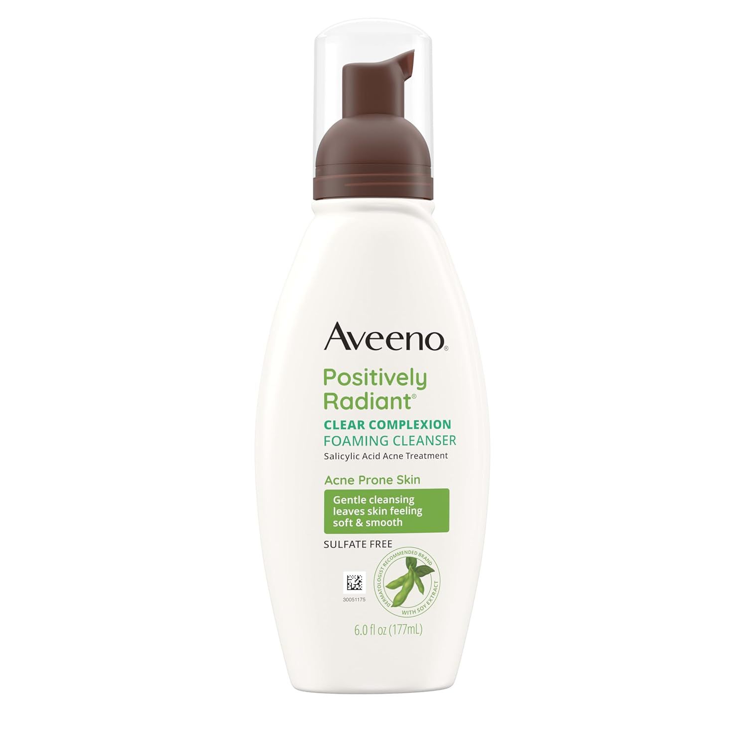 Displays the core product clearly on a white background to show shoppers exactly what they will receive, emphasizing the foaming pump dispenser and acne treatment formulation.