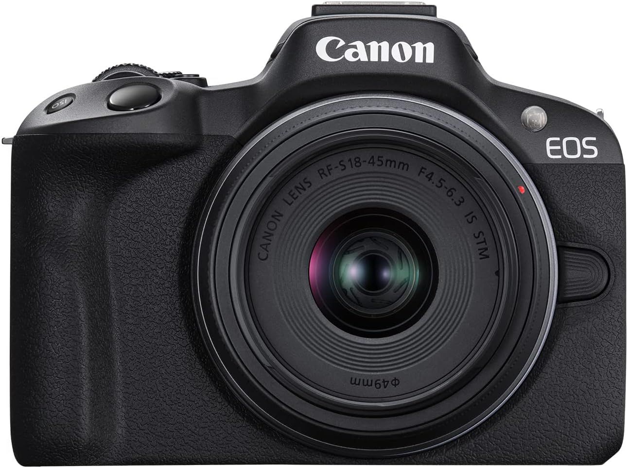 Displays the Canon EOS camera as the core sellable product in a clean, catalog-style presentation that allows shoppers to clearly see the camera's design, branding, and included lens.