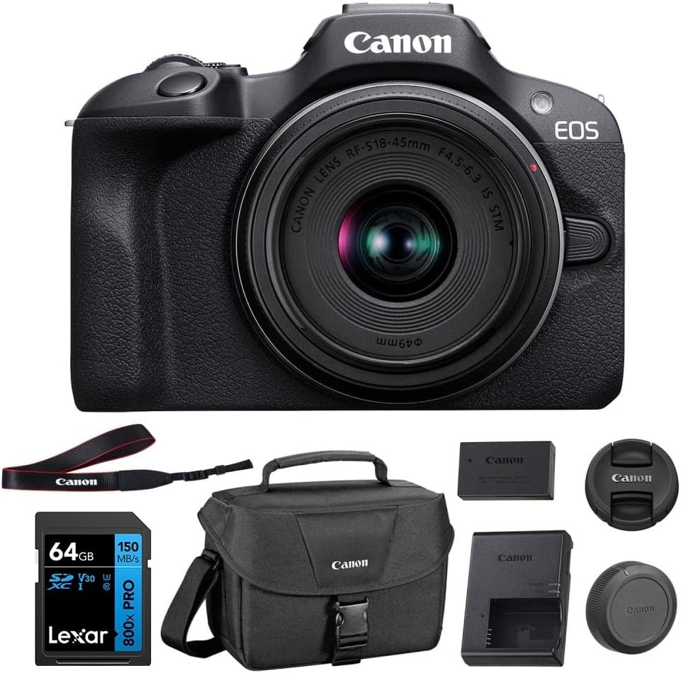 Displays the core sellable product, a Canon EOS camera with attached lens, clearly showing the brand, model, and key features to help shoppers identify what they are purchasing. Shows all the…