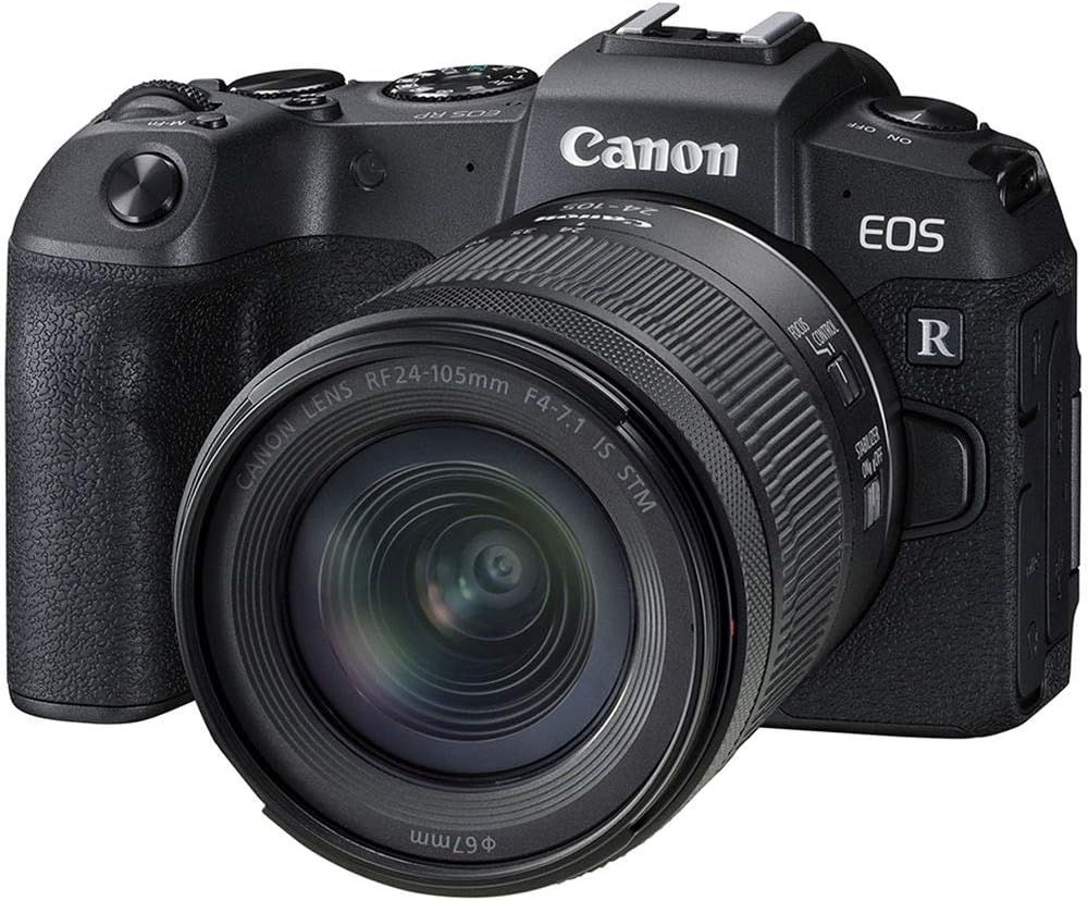 Displays the Canon EOS R camera with attached lens in a clean catalog style to show the product clearly and help shoppers understand what they are purchasing.