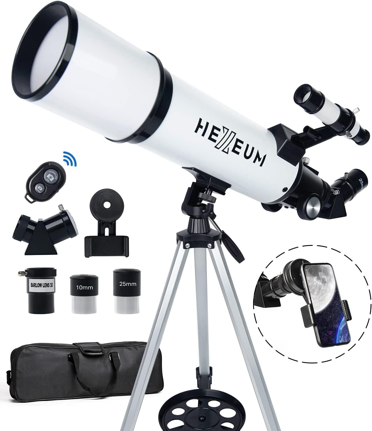 Displays the core telescope product along with all included accessories and components to show shoppers the complete package they will receive. Shows all the included accessories such as eyepieces,…