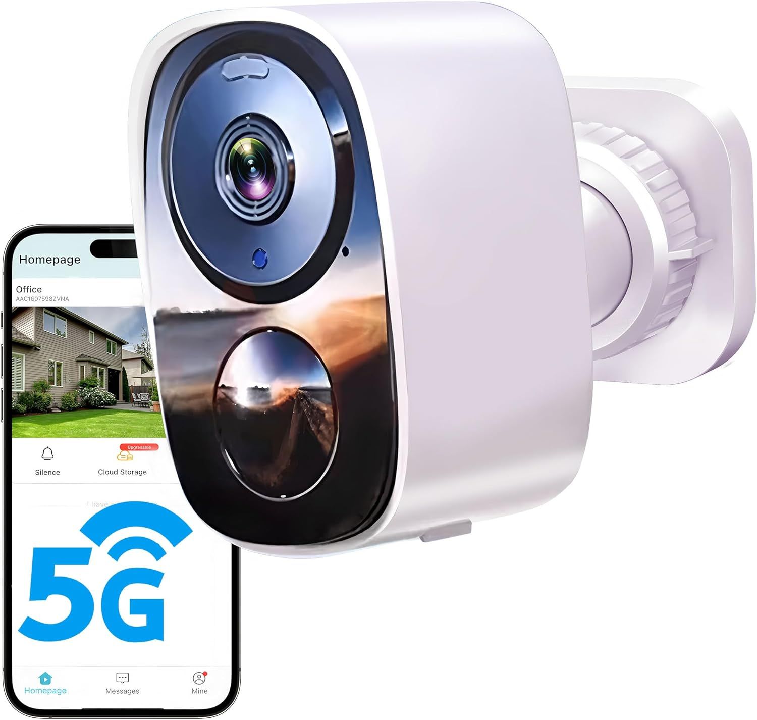 Displays the core sellable security camera product with its mounting hardware, showing the camera's design, lens, and physical form factor to help shoppers understand what they are purchasing.…