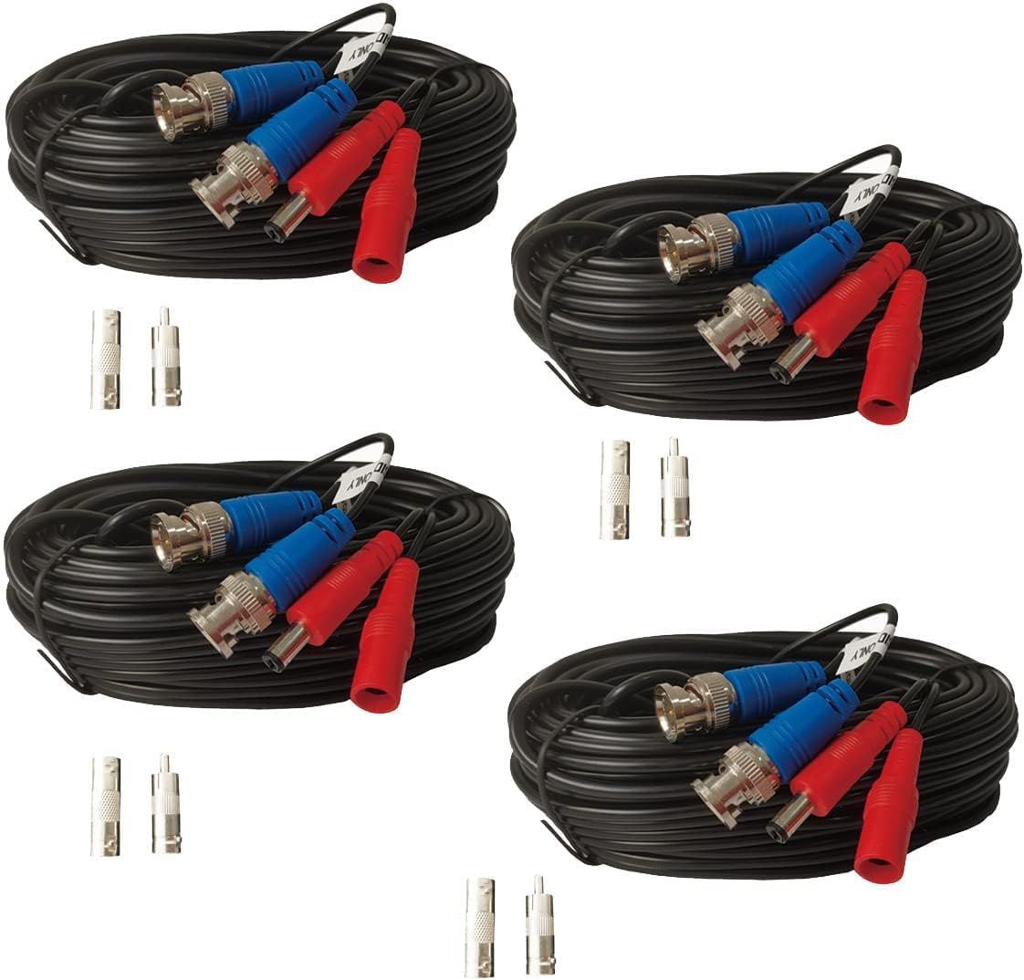 Shows the core product—four identical coiled black cables with blue and red connectors and small adapter accessories—to communicate what the buyer receives in this multi-pack set. Highlights the…