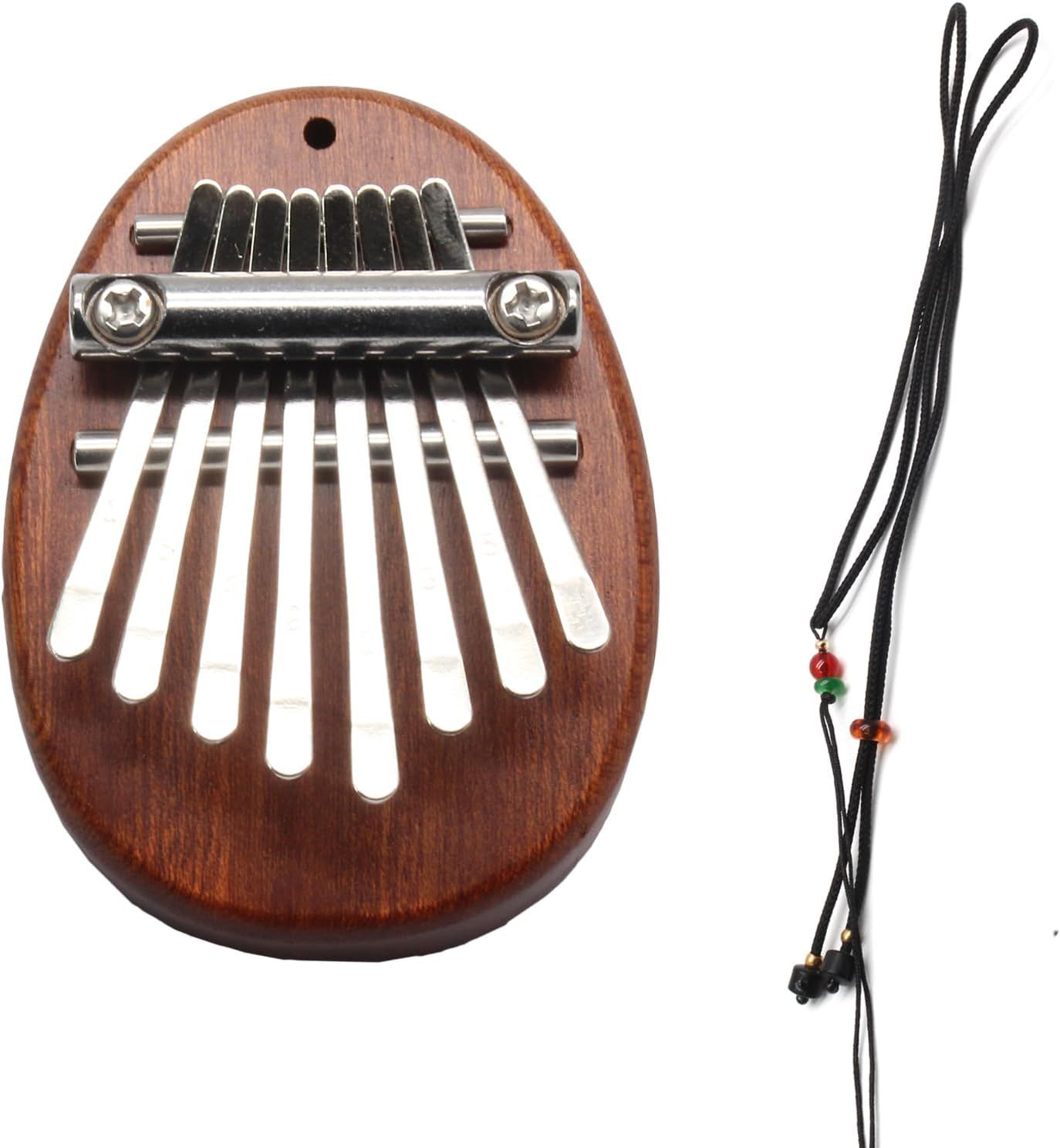Shows the core sellable product—a wooden kalimba thumb piano with metal tines—clearly displayed on a white background to help shoppers understand exactly what they are purchasing. Demonstrates that…