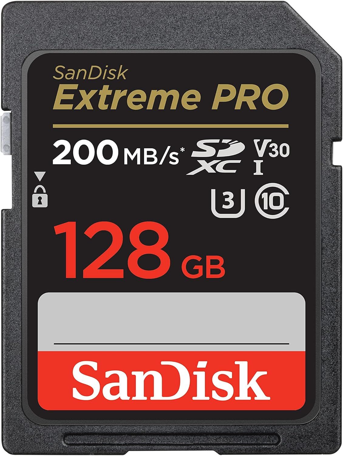 Displays the core product—a SanDisk Extreme PRO SD card—with clear branding, capacity, and speed specifications to help shoppers quickly identify the product and its key technical features.