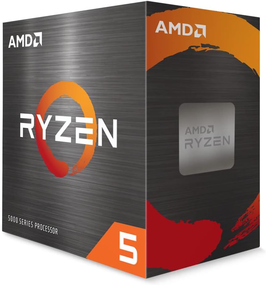 Shows the official retail packaging for the AMD Ryzen 5000 series processor to communicate brand authenticity and what the customer will physically receive. Displays the core product (AMD Ryzen…