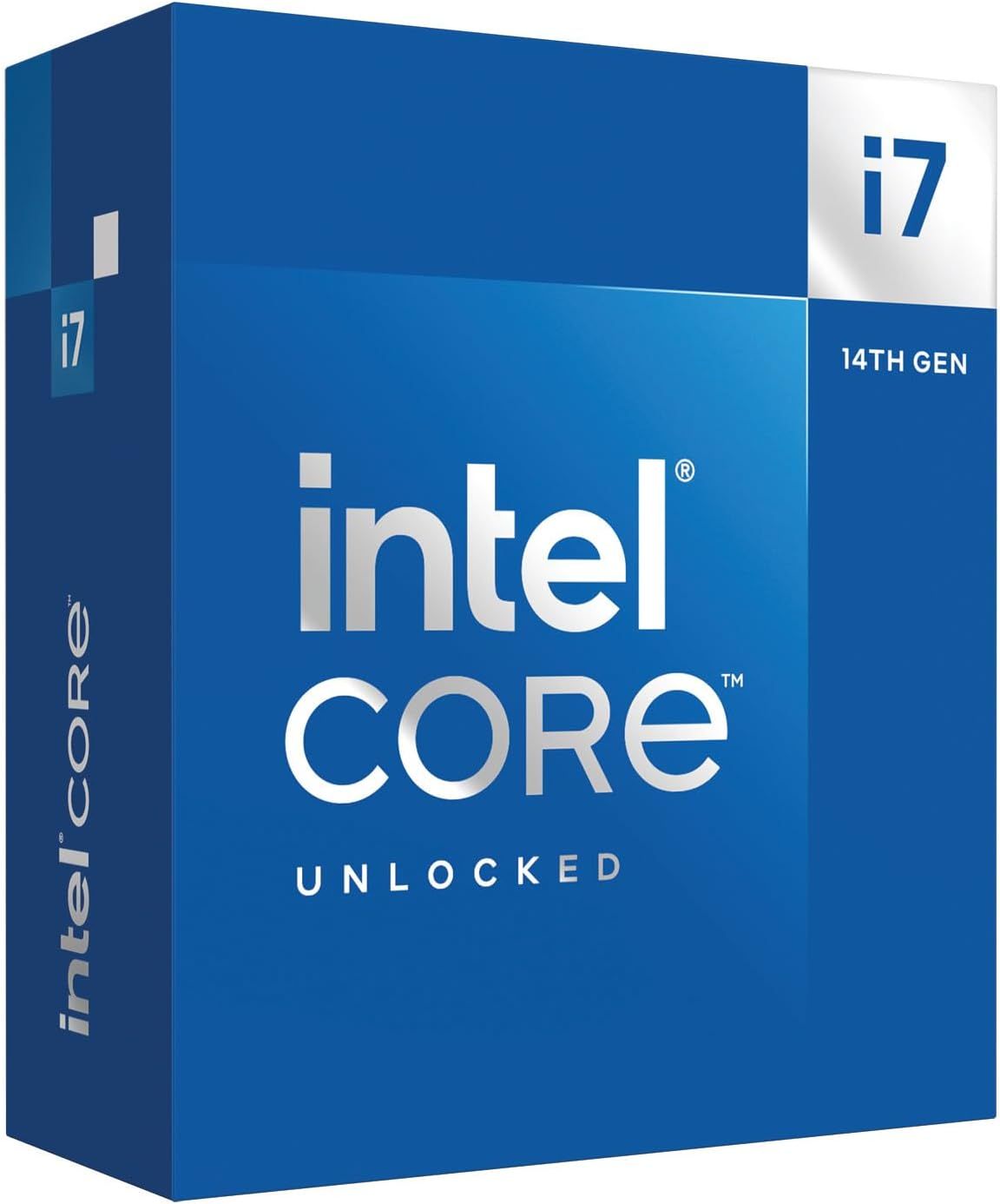 Shows the Intel Core i7 14th Gen processor in its retail box to communicate the exact product the shopper will receive, including branding, model, and generation information. Displays the physical…