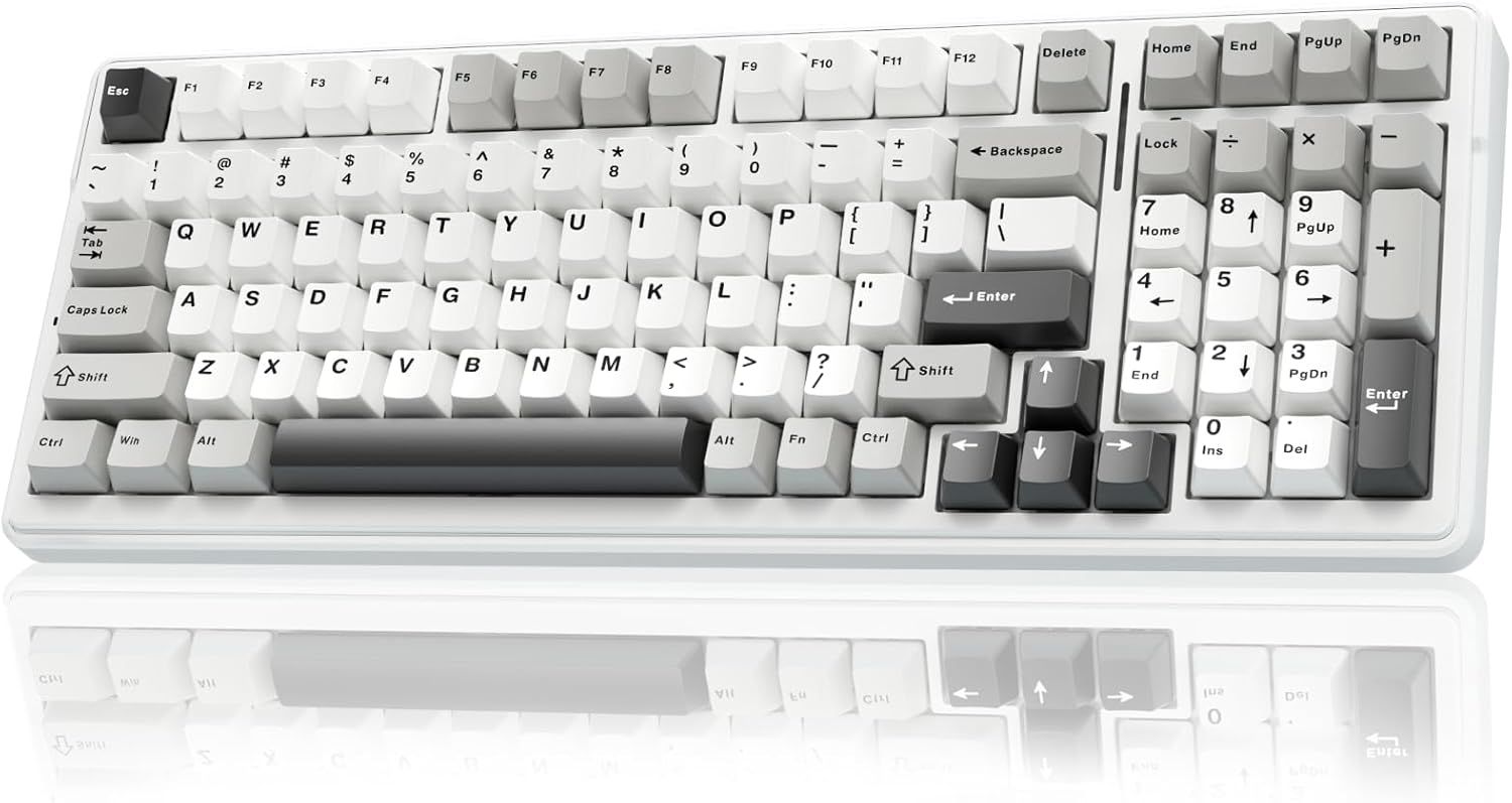 Displays the complete keyboard product clearly on a white background, showing the full layout including function keys, alphanumeric keys, and numeric keypad to help shoppers understand what they are…
