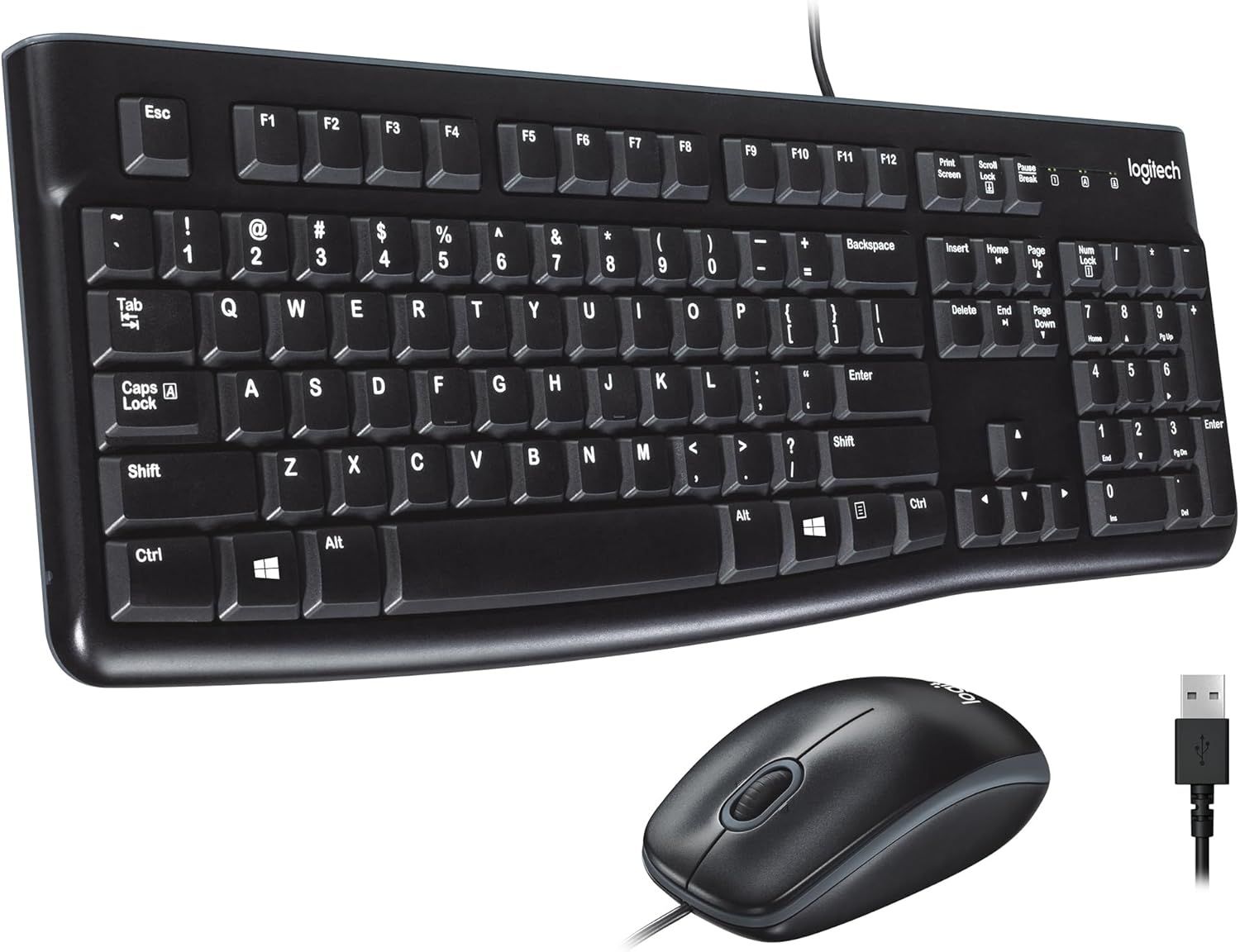 Displays the core sellable product—a Logitech keyboard and mouse combo—clearly showing both items included in the purchase on a clean white background. Shows that the purchase includes both a…