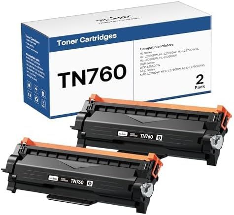 Shows the core product (two toner cartridges) alongside the retail packaging to communicate what the buyer receives and ensure product recognition. Displays the retail packaging with model number…