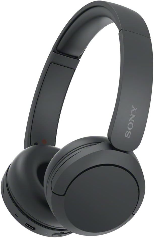 Shows the Sony headphones clearly on a white background to communicate the product design, build quality, and brand identity.