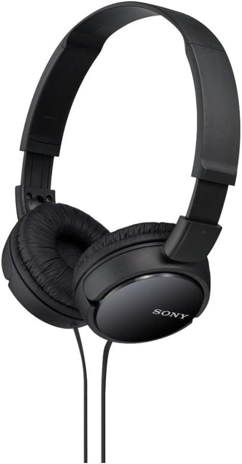 Displays the Sony headphones clearly on a white background to show the product design, build quality, and branding in a standard catalog format.