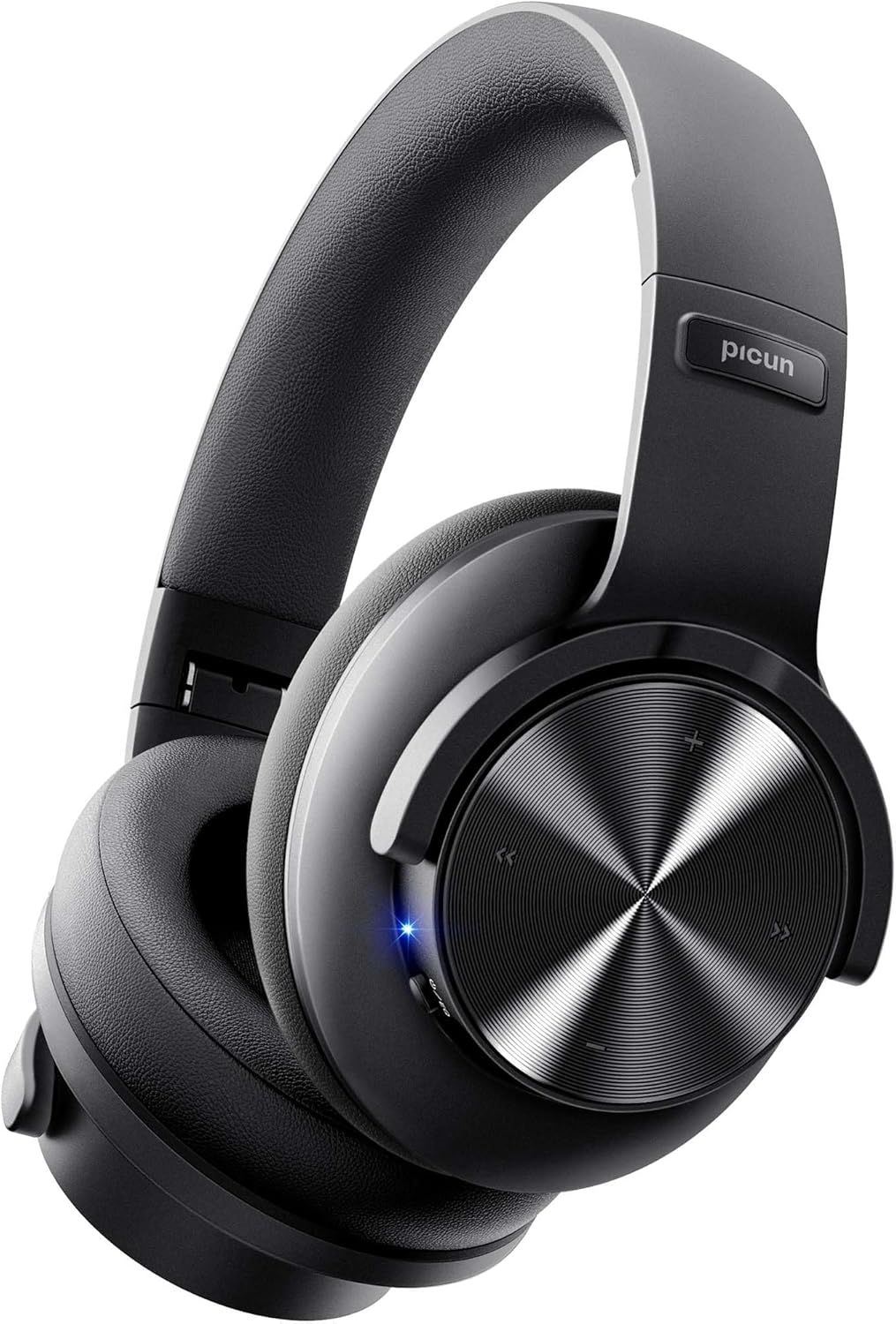 Displays the core product (wireless headphones) in a clean, catalog-style presentation to show the design, build quality, and key features like the LED indicator light.