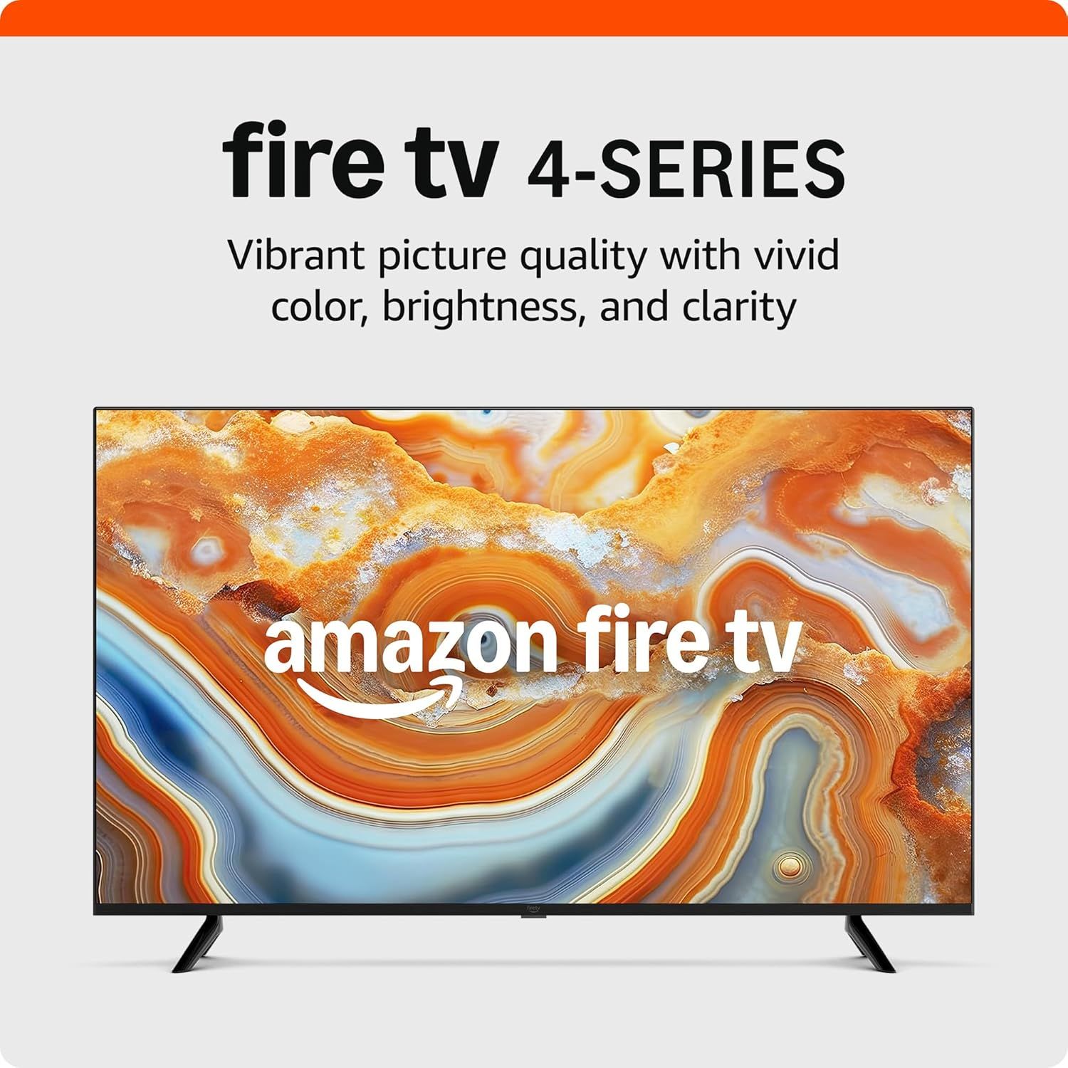 Showcases the Fire TV 4-Series television with emphasis on its vivid color, brightness, and clarity to communicate the core visual performance benefit to shoppers. Uses a soft drop shadow and light…