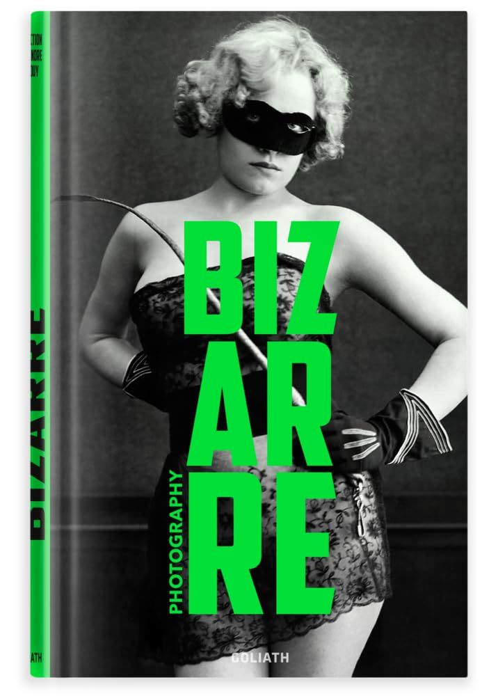 Displays the core product, a photography book titled BIZARRE, showing the cover design to communicate the book's vintage aesthetic and artistic theme. Uses a subtle gradient background to anchor the…