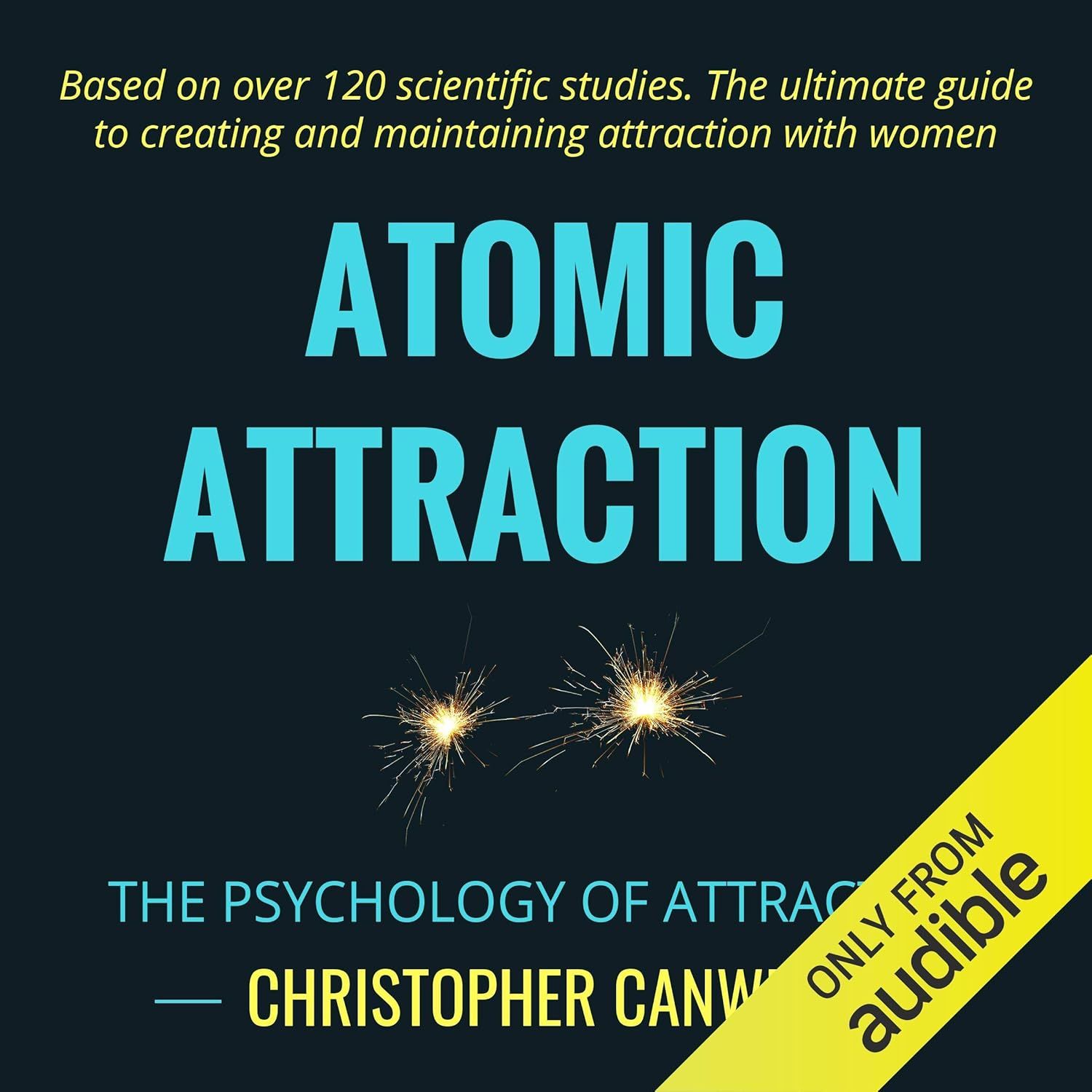 Displays the audiobook product clearly with its title, subtitle, and author to help shoppers identify and understand what they are purchasing. Uses visual embellishments including sparkler graphics…