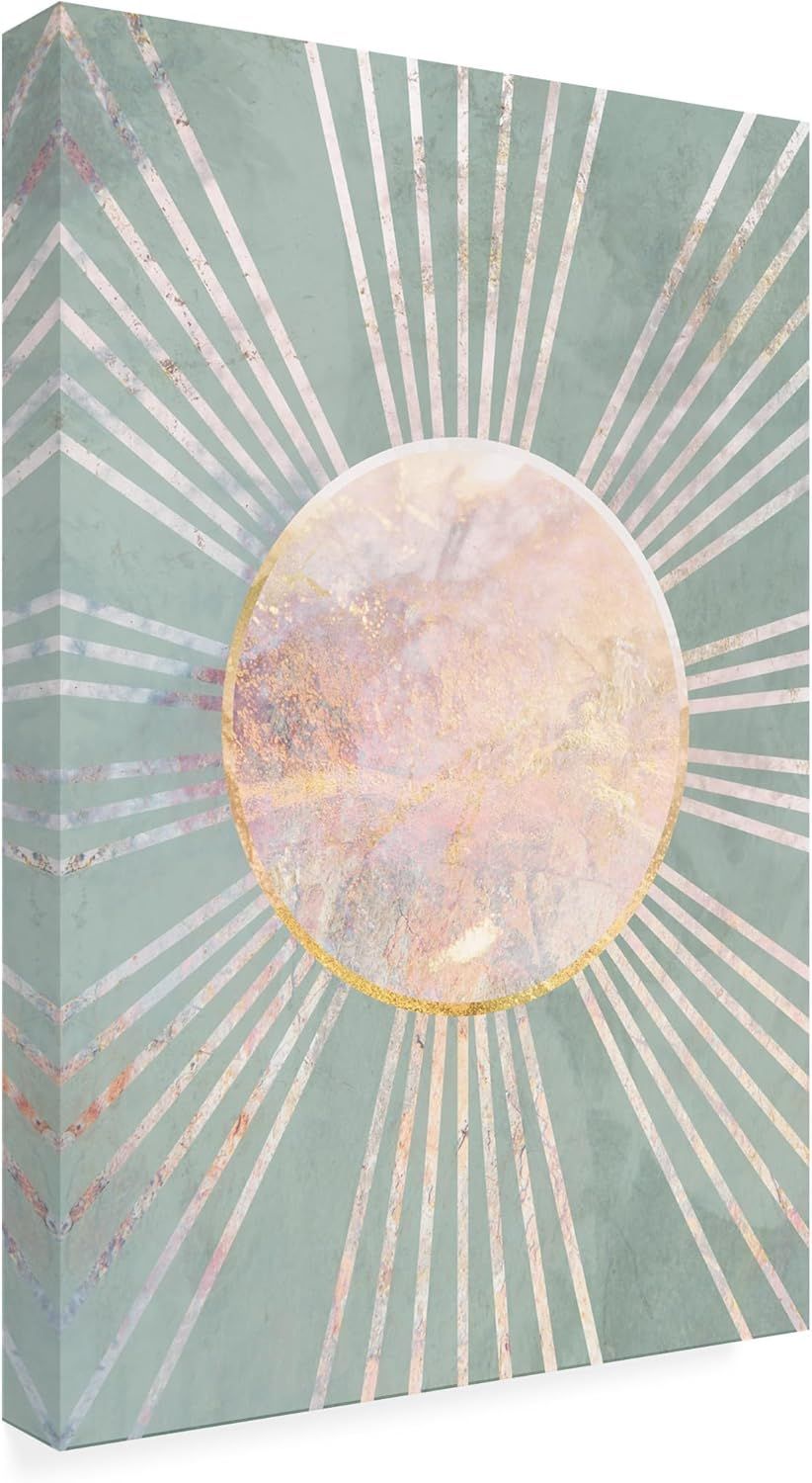 Shows the core product, a decorative canvas wall art piece with a sunburst pattern, allowing shoppers to see the design, colors, and three-dimensional canvas format.