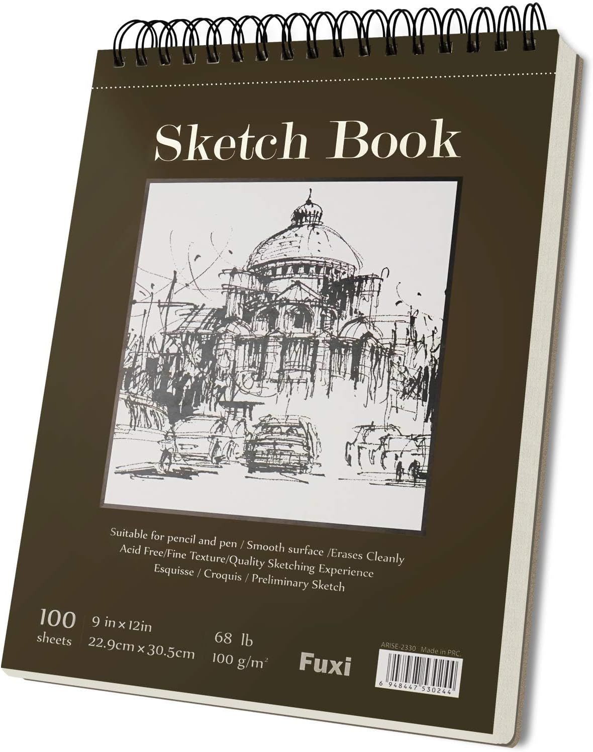 Shows the core product clearly—a spiral-bound sketch book—with its cover design, size specifications, and sheet count to help shoppers understand exactly what they are purchasing. Uses a subtle drop…