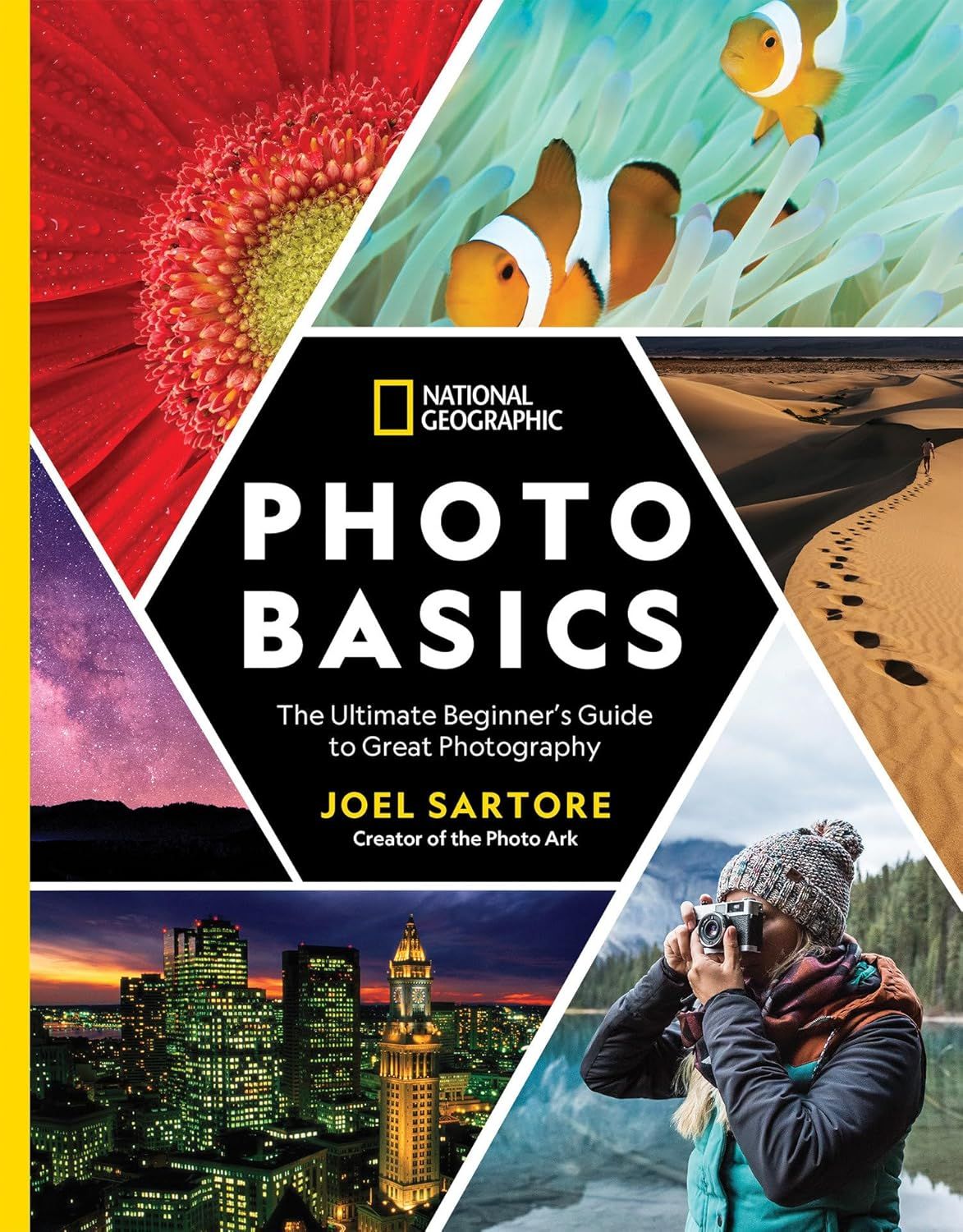 Shows the retail packaging (book cover) of the National Geographic Photo Basics guide to communicate the product's brand, title, and visual appeal to potential buyers.