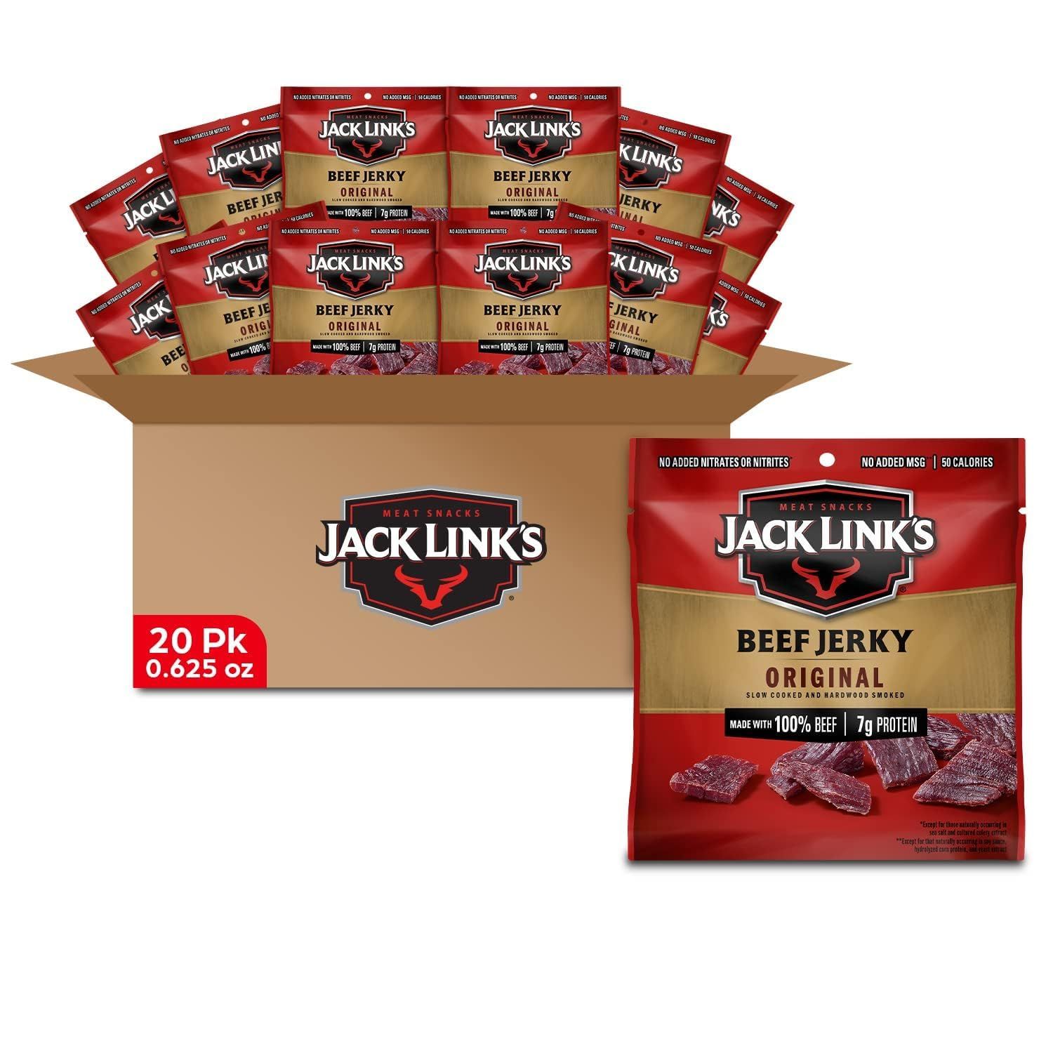 Shows the core product in a 20-pack bulk format to communicate quantity and value for shoppers looking to purchase in larger quantities. Displays both the individual retail pouches and the shipping…