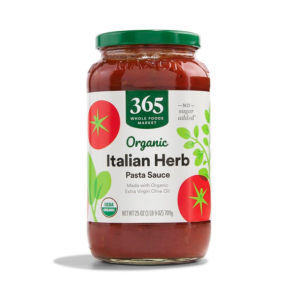 Displays the core product clearly on a clean white background to show shoppers exactly what they will receive, emphasizing the organic, no-sugar-added pasta sauce in its retail jar. Shows the actual…