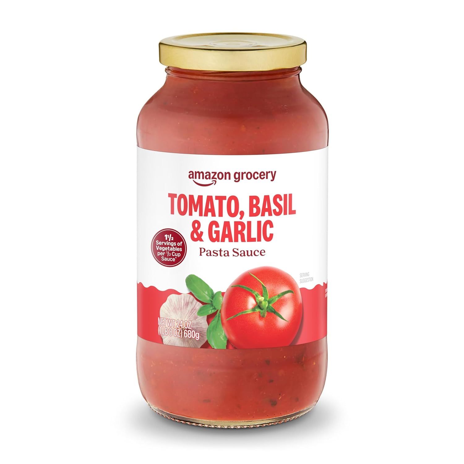 Shows the pasta sauce jar clearly on a clean white background so shoppers can see exactly what they are purchasing, including the brand, flavor, and packaging style.