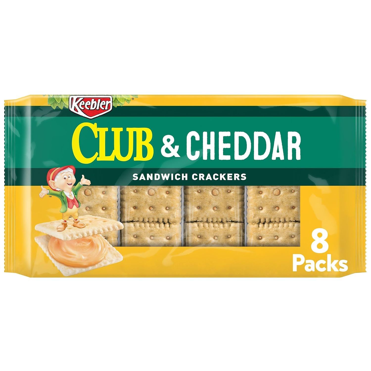 Shows the actual retail package the shopper will receive, with a clear window displaying the sandwich crackers inside to communicate product format and quantity. Displays the core sellable product…