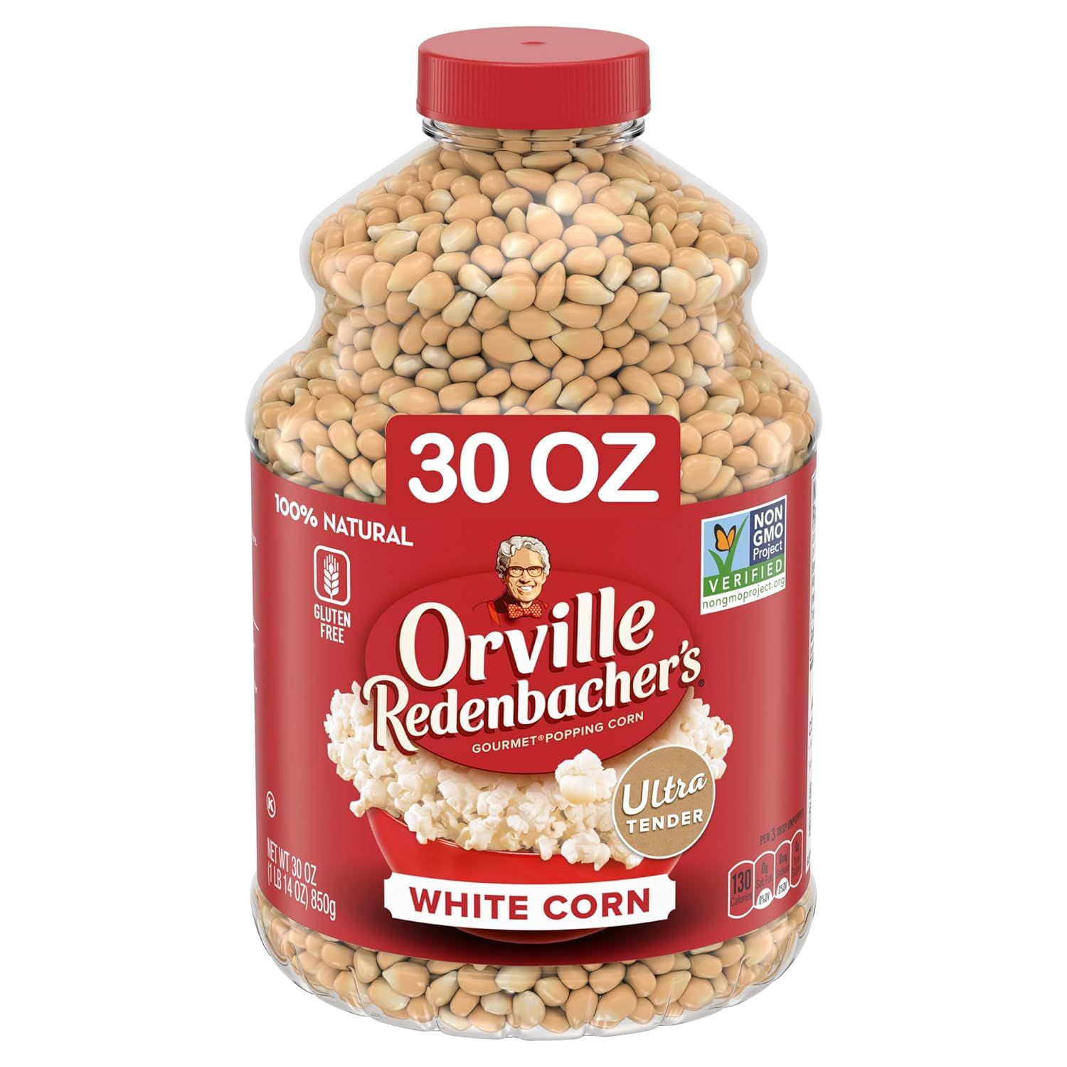 Shows the core product clearly with its distinctive bottle packaging and white popcorn kernels visible, allowing shoppers to see exactly what they are purchasing and the quantity offered. Displays…