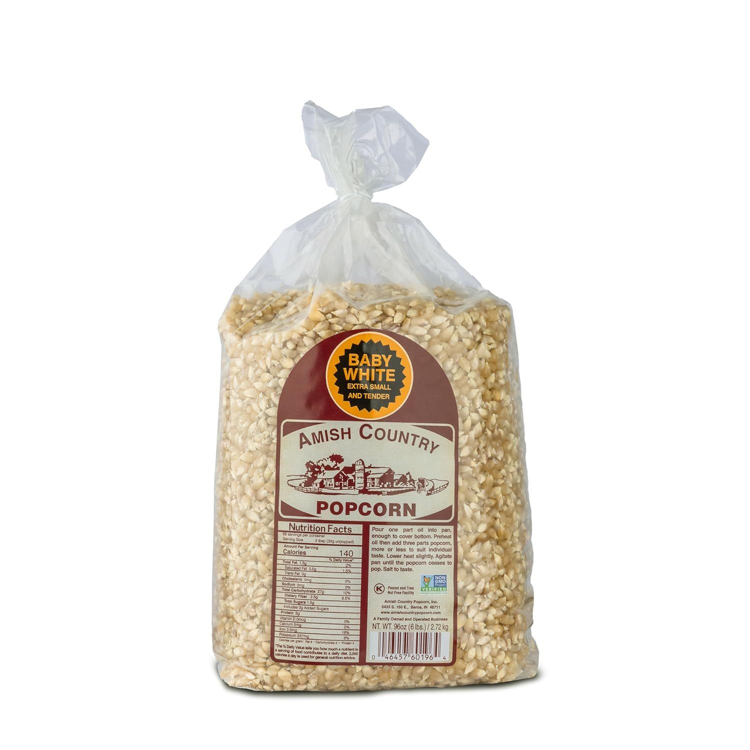 Displays the core sellable product clearly on a clean white background, allowing shoppers to see the popcorn kernels through the transparent packaging and read the brand label. Shows the actual…