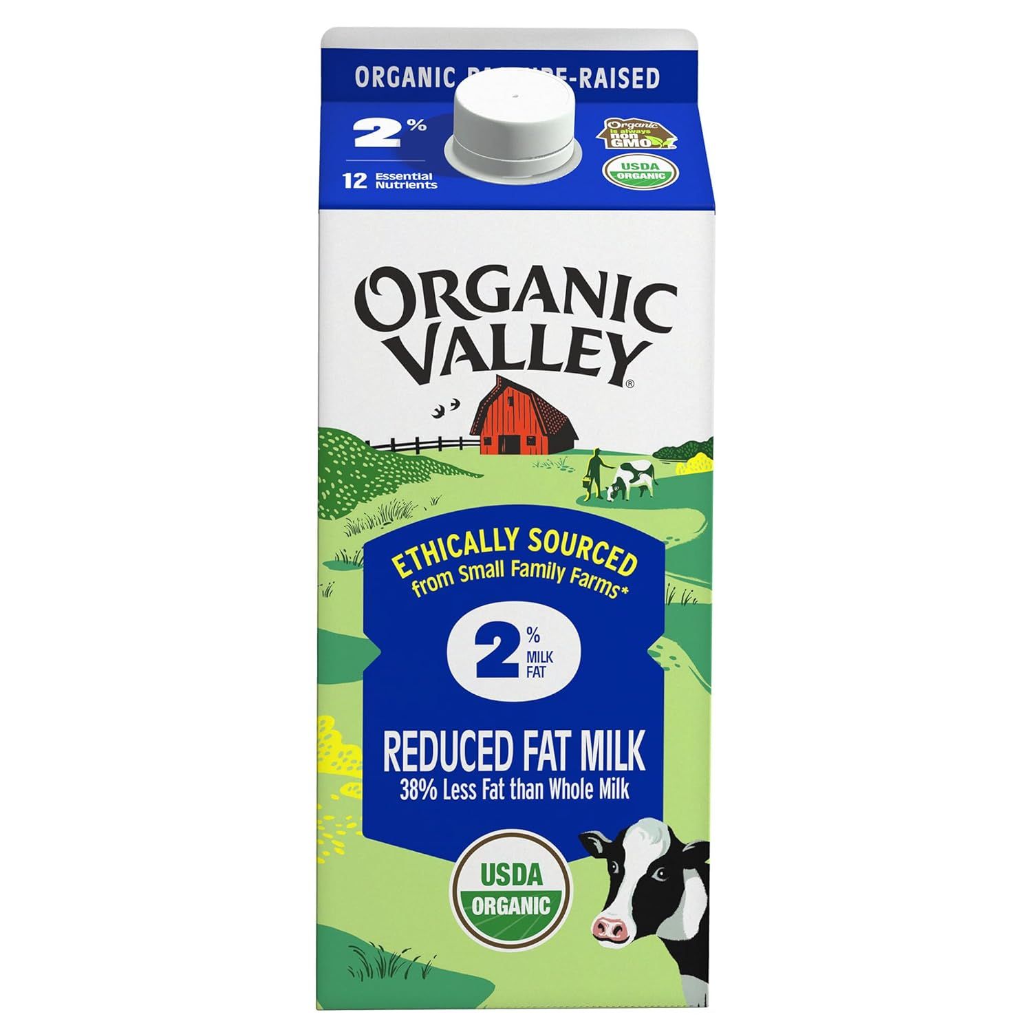 Displays the core product packaging clearly to show shoppers exactly what they will receive, emphasizing the organic certification, reduced fat content, and ethical sourcing.