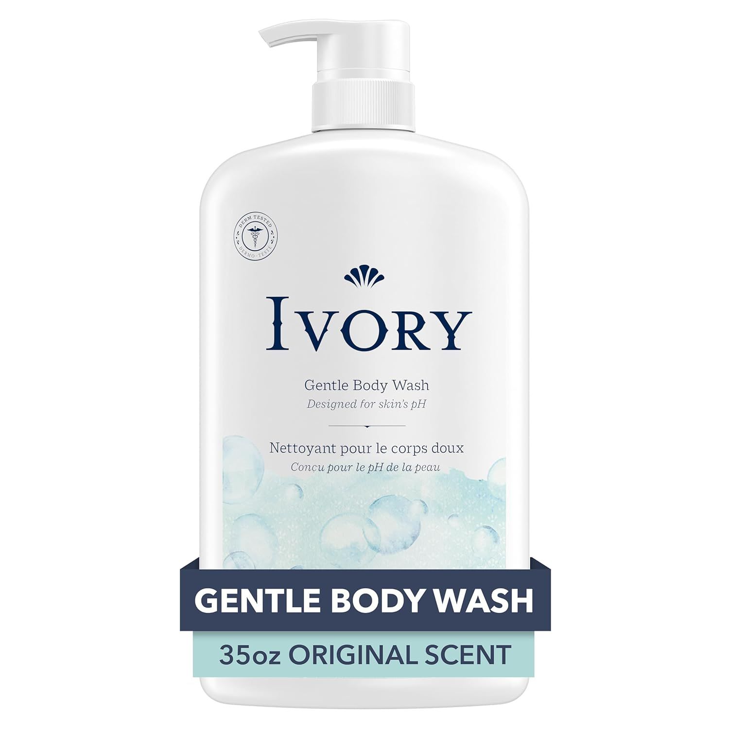 Shows the core product clearly with its pump bottle packaging and key product attributes to help shoppers identify the Ivory Gentle Body Wash and understand its gentle, pH-balanced formulation. Uses…