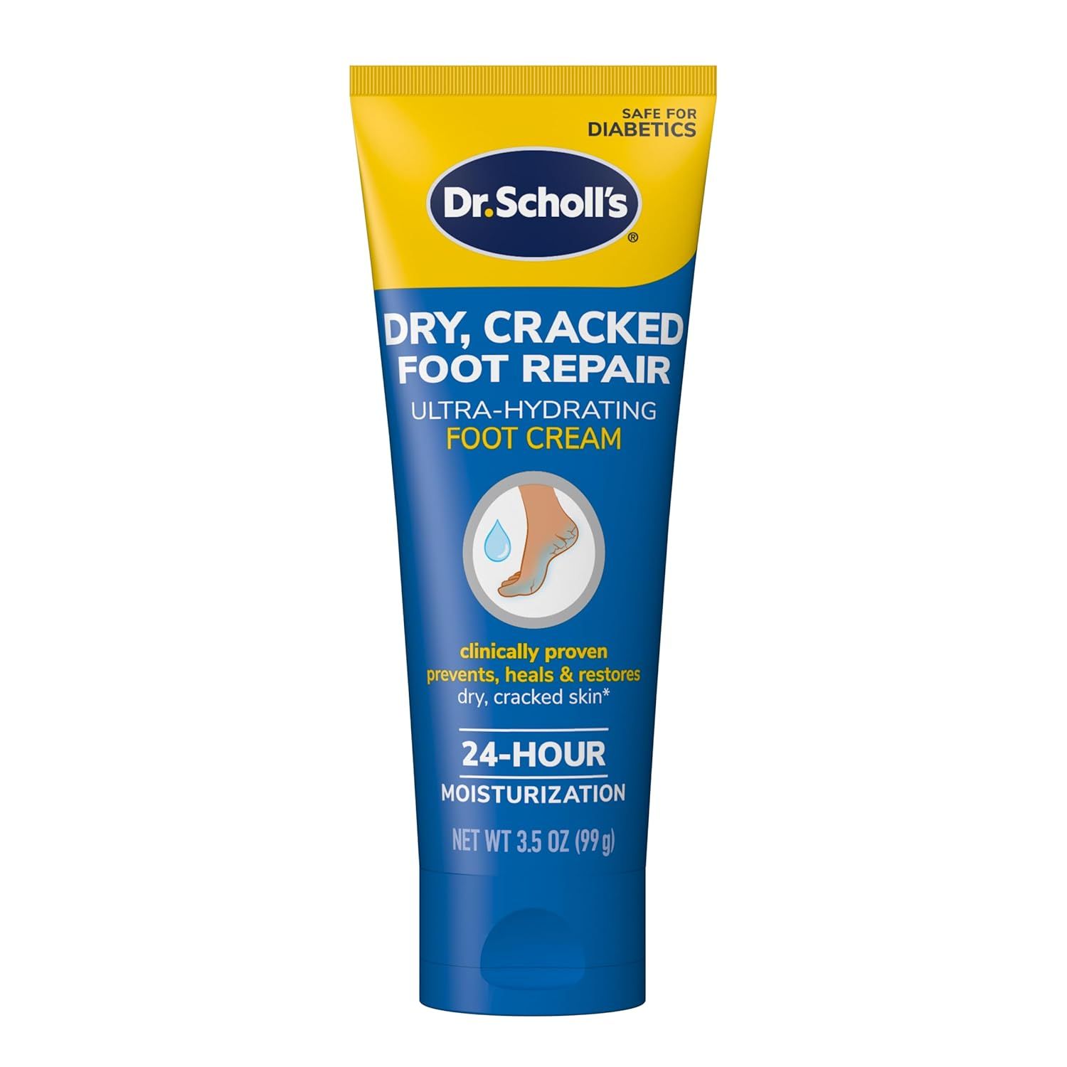 Displays the core product clearly to show shoppers exactly what they will receive, emphasizing the foot repair cream's hydrating benefits and 24-hour moisturization claim.